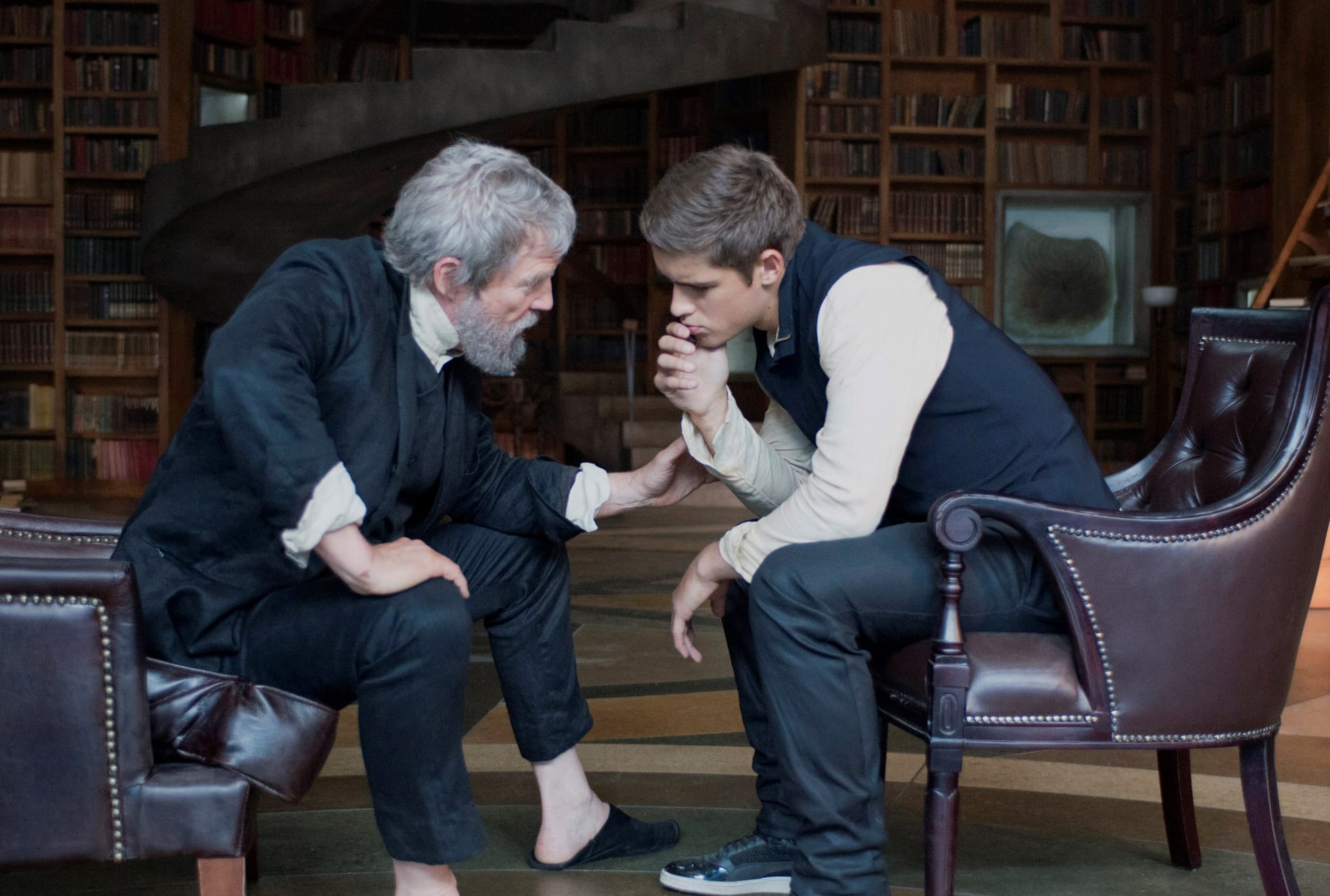 Jeff Bridges, left, and Brenton Thwaites appear in a scene from &quot;The Giver.&quot;