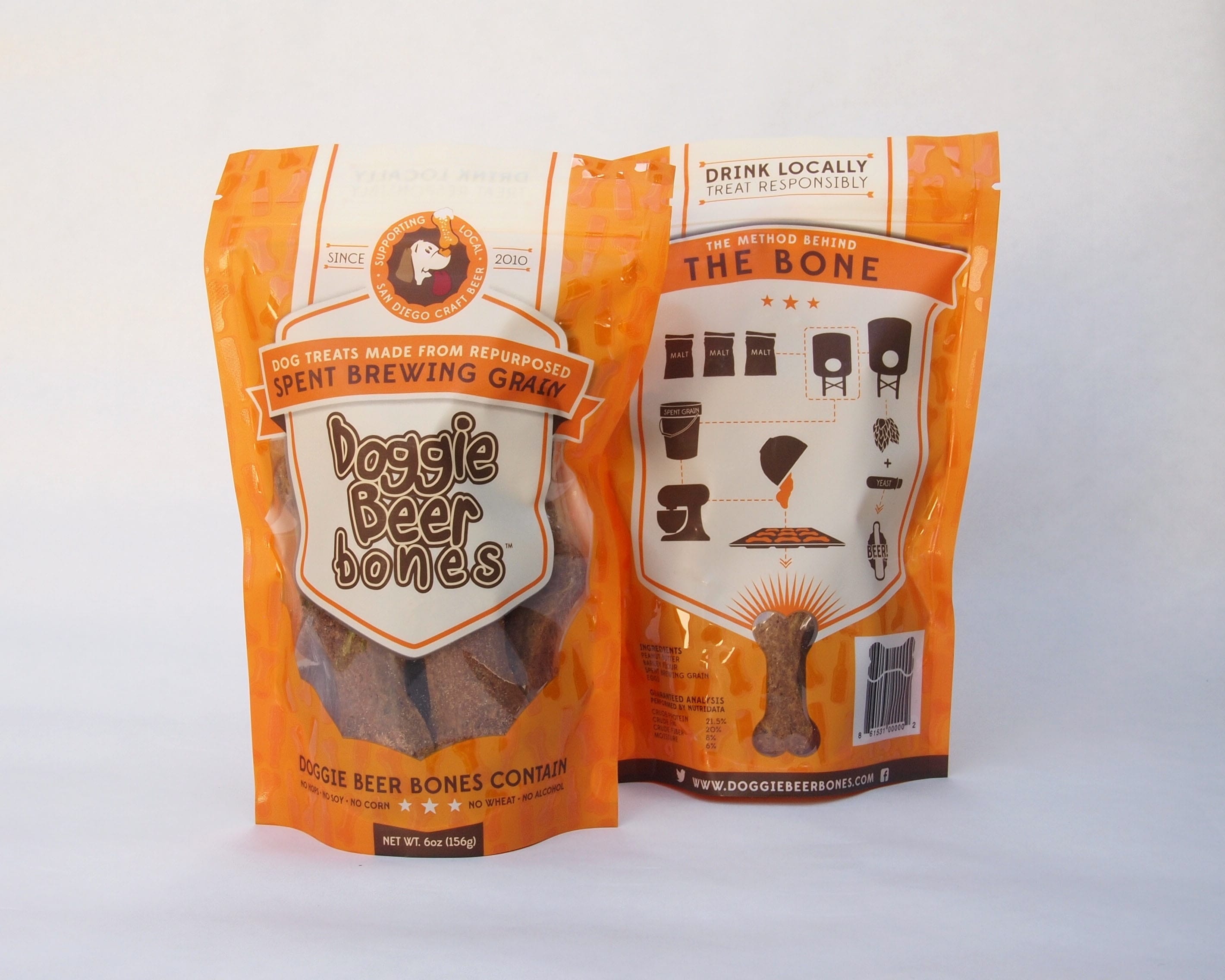 These dog treats are made from spent brewing grain.