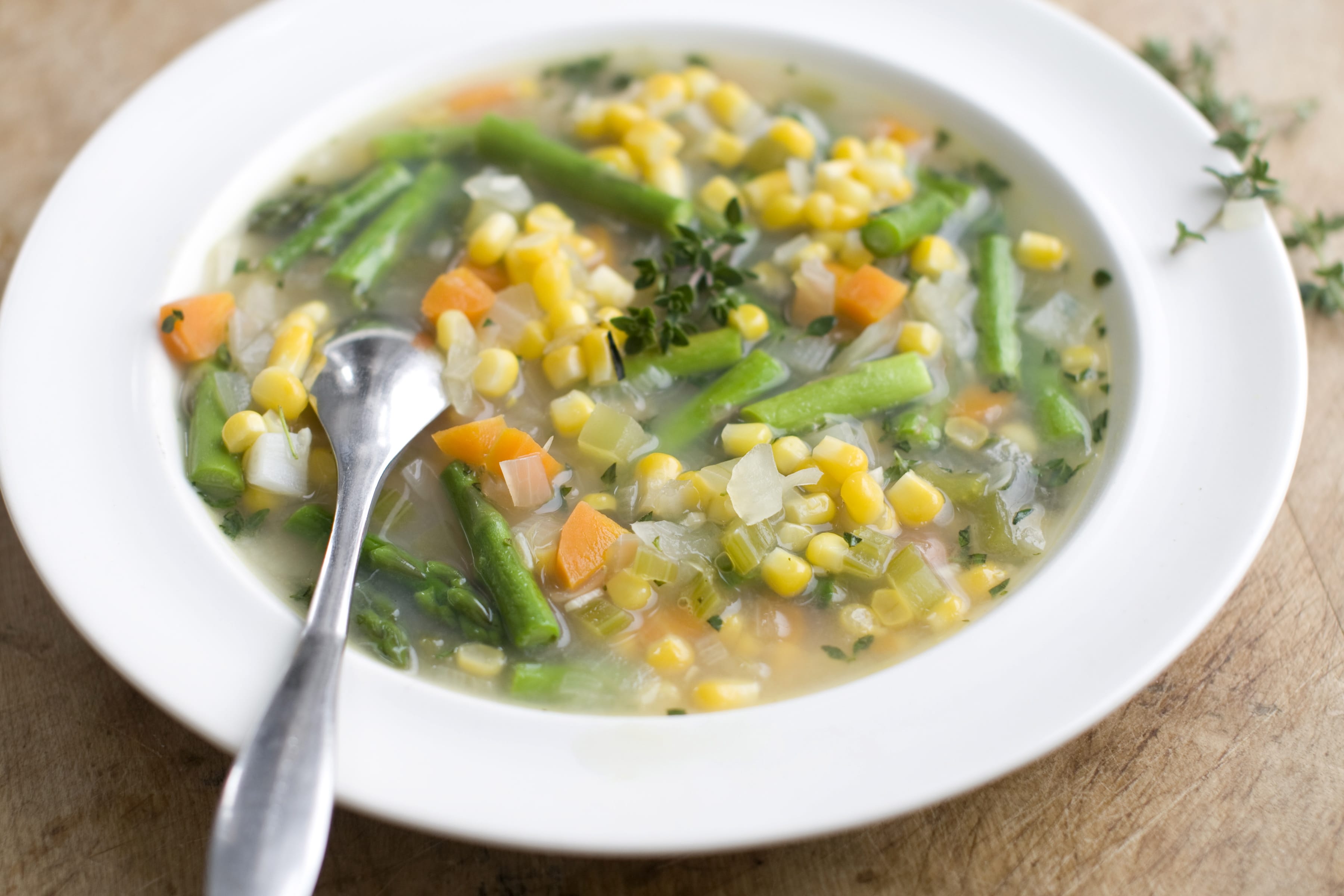 Spring corn soup comes together in about 30 minutes.