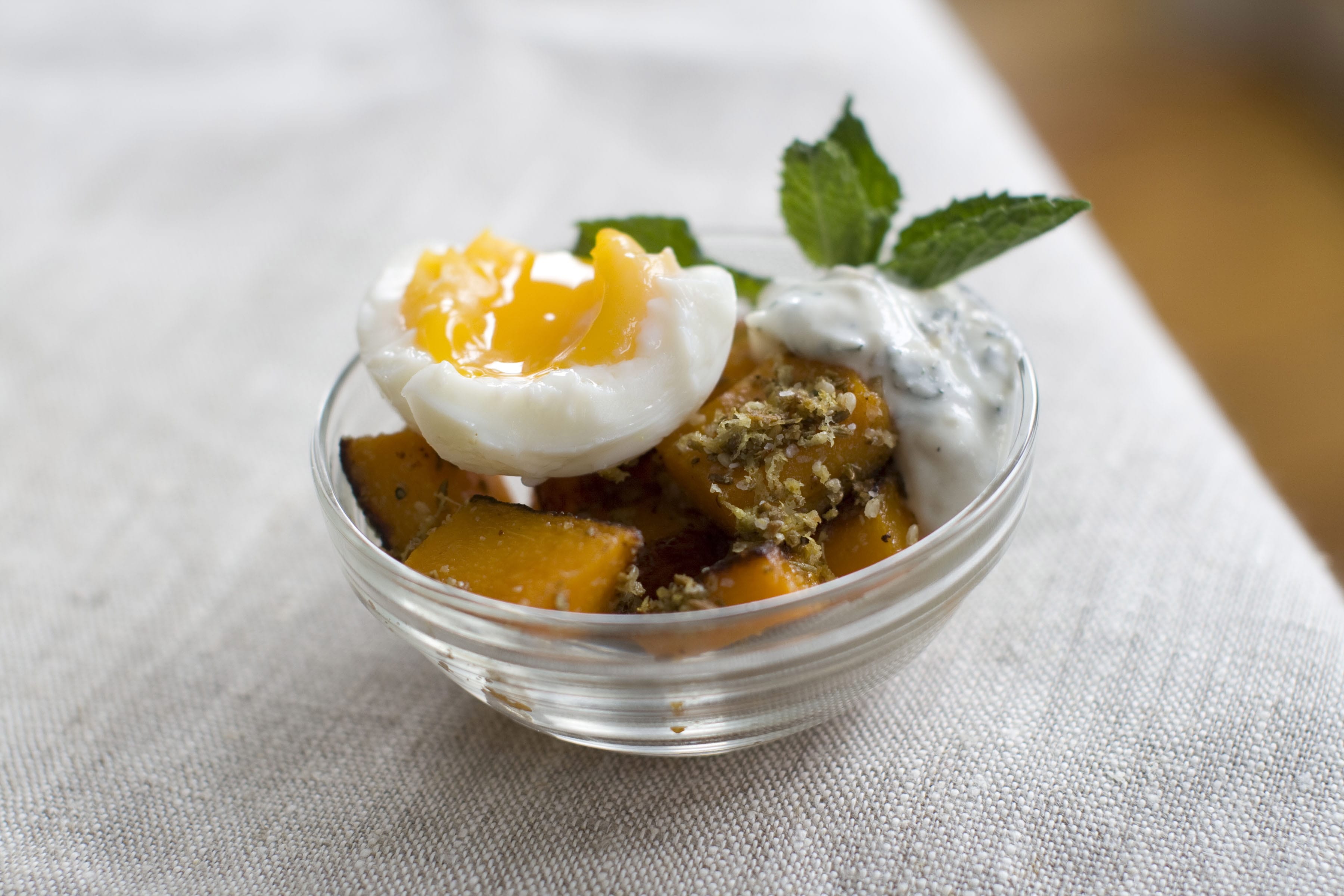 Middle Eastern Roasted Butternut Squash With Soft-Boiled Eggs.