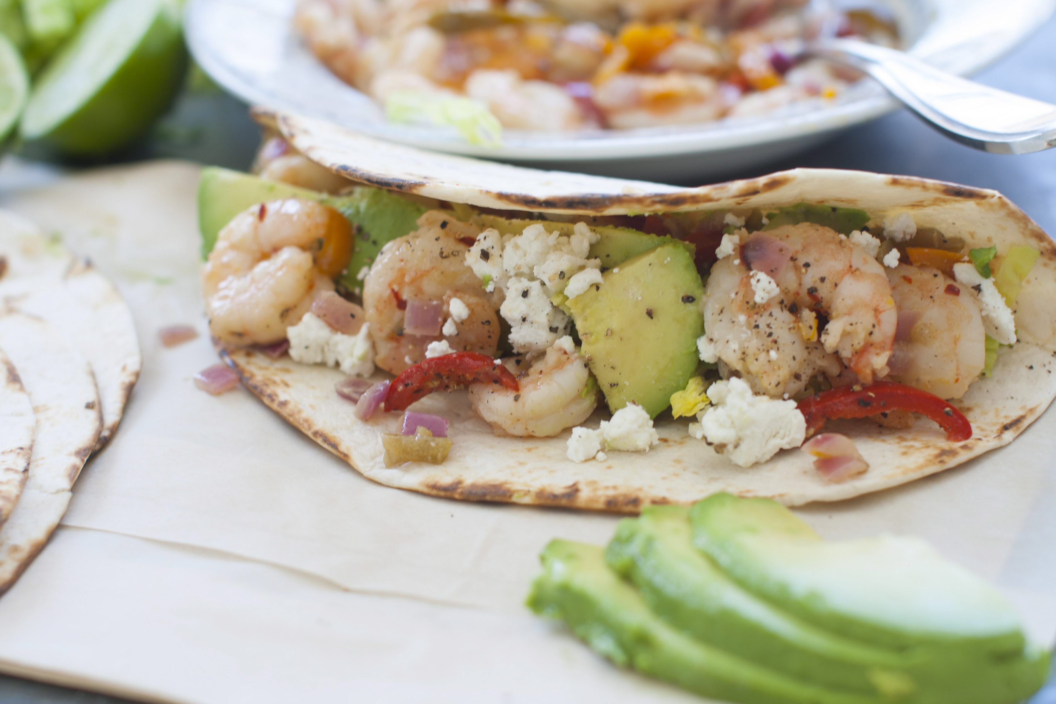 Sweet and tangy shrimp tacos are good comfort food that comes together with minimal fuss.