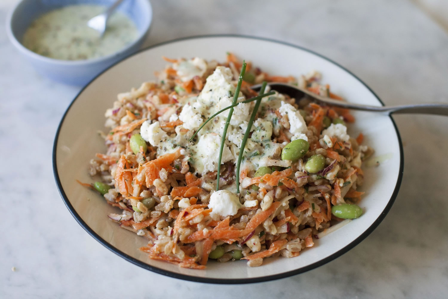 Farro and Vegetable Salad with Cucumber Ranch Dressing
