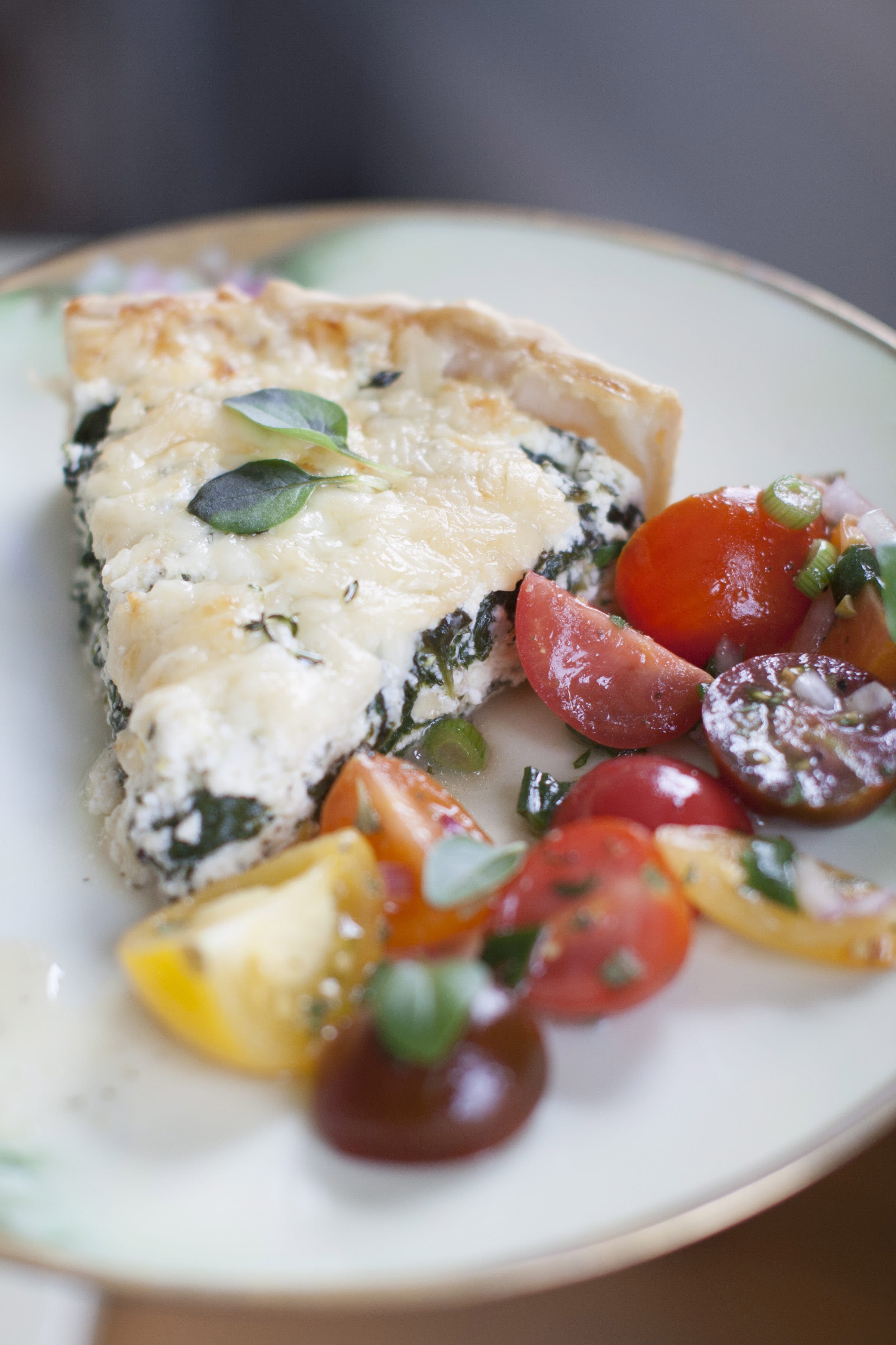 This Ricotta Spinach Tart, similar to lasagna and quiche, can be served hot or at room temperature.