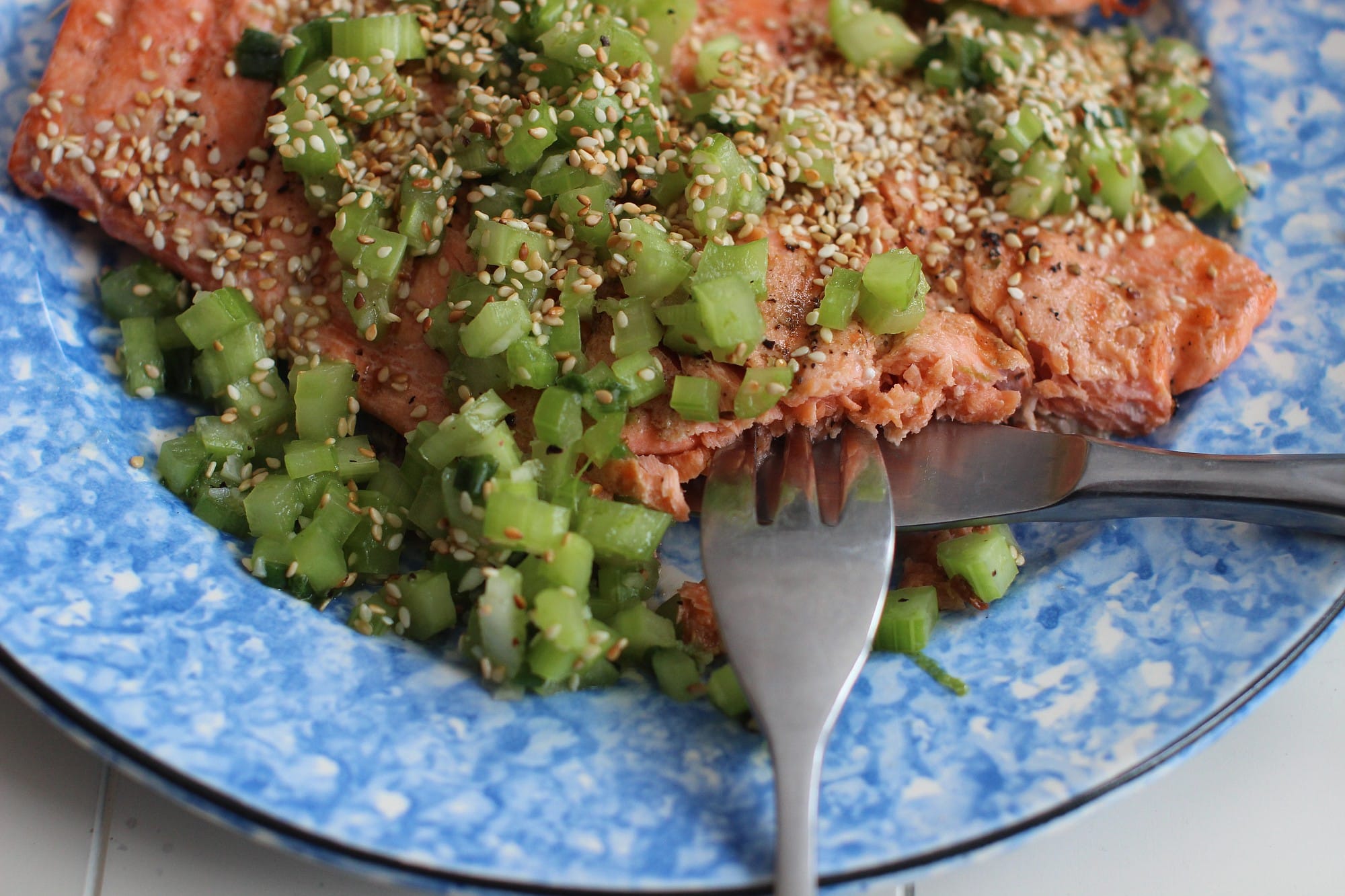 Coho Salmon With Sesame Celery Relish