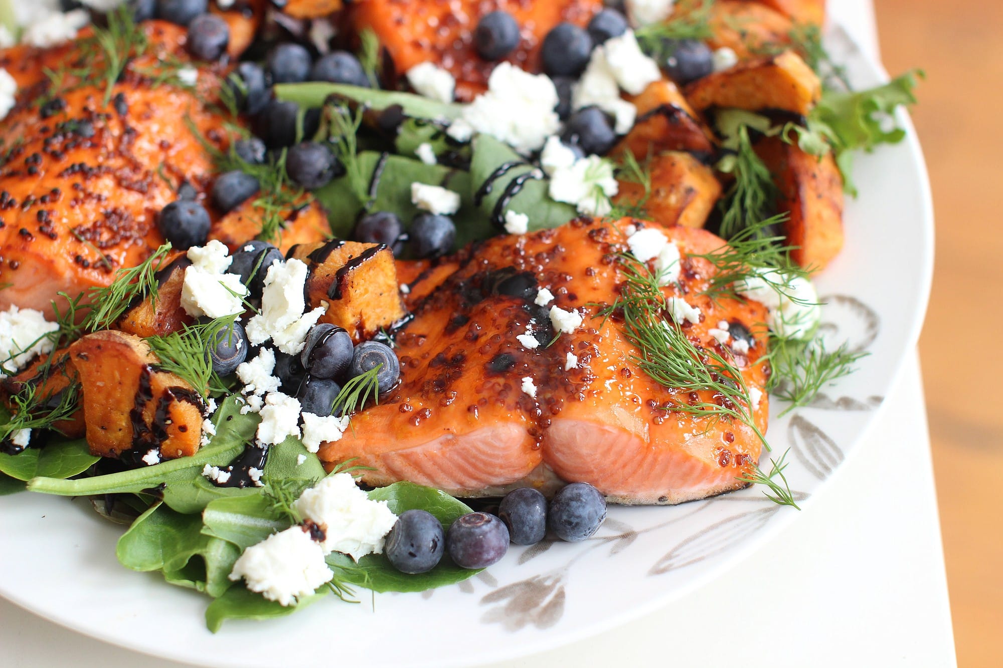Broiled Sockeye Salmon With Blueberries And Sweet Potatoes
