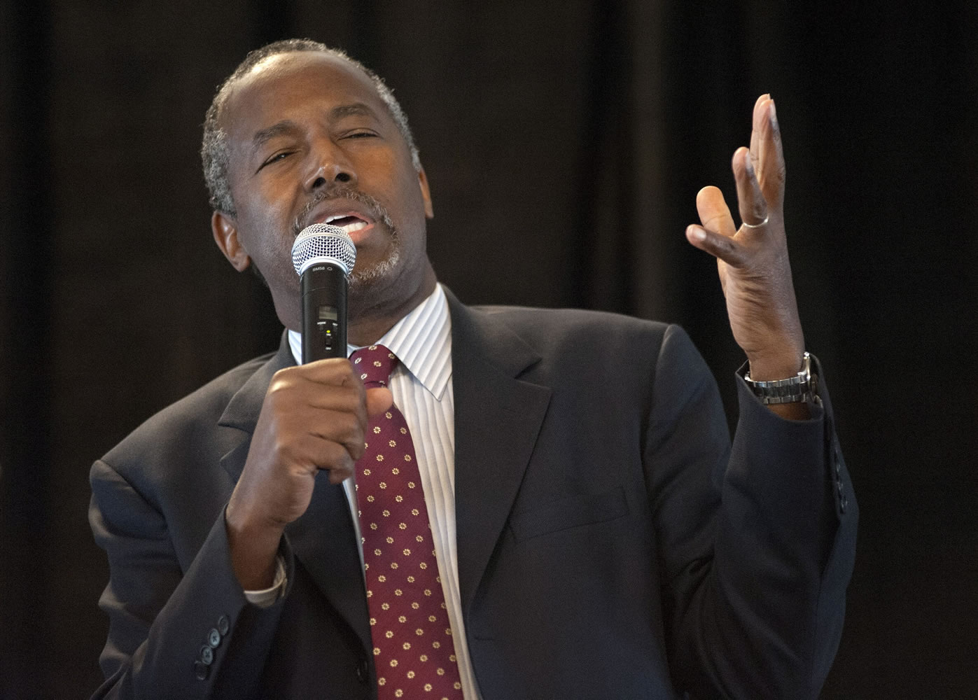 Republican presidential candidate Ben Carson speaks at the Eagle Council XLIV, sponsored by the Eagle Forum, at the Marriott St. Louis Airport in St. Louis on Friday.