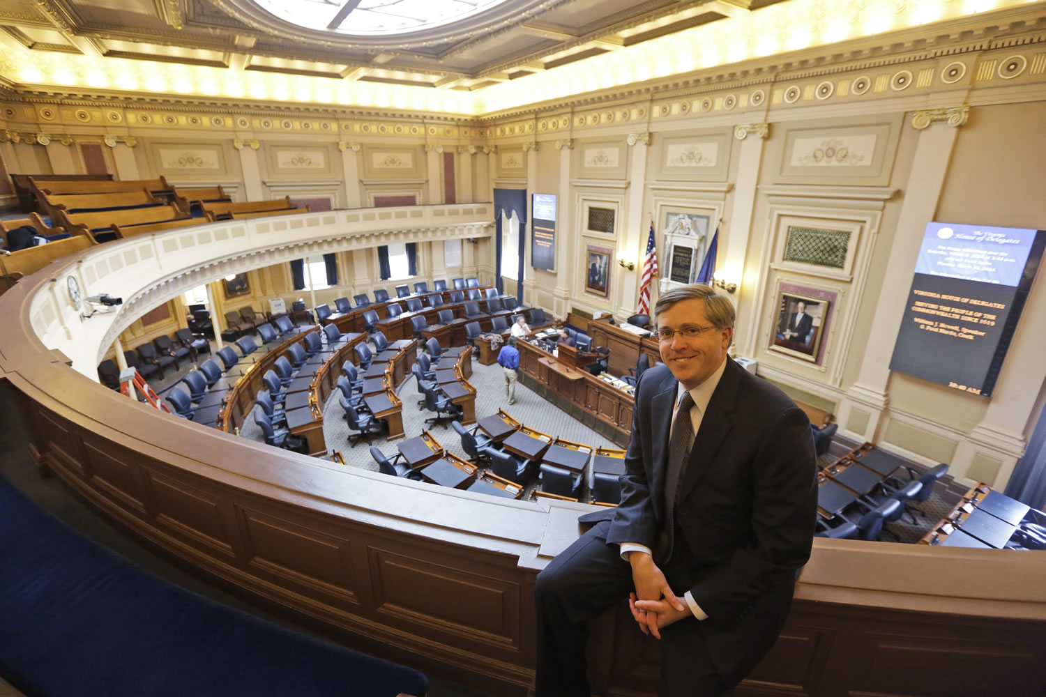 Chris Jankowski, the architect of the GOP's gerrymandering effort in Virginia, poses in the Gallery of the Virginia House of Delegates at the Capitol in Richmond, Va.