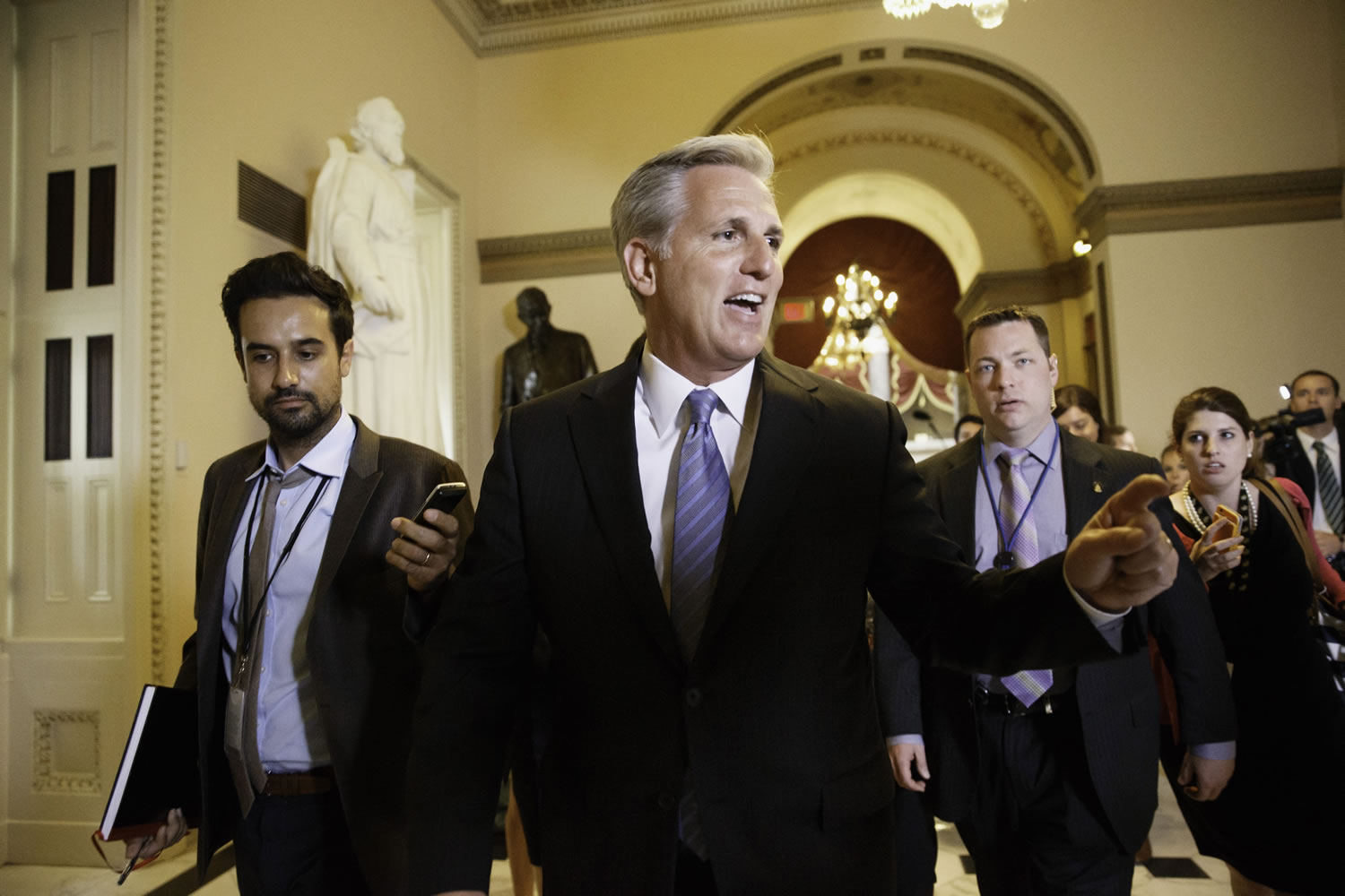 House Majority Whip Kevin McCarthy of Calif., leaves House Speaker John Boehner's office June 11 on Capitol Hill in Washington.