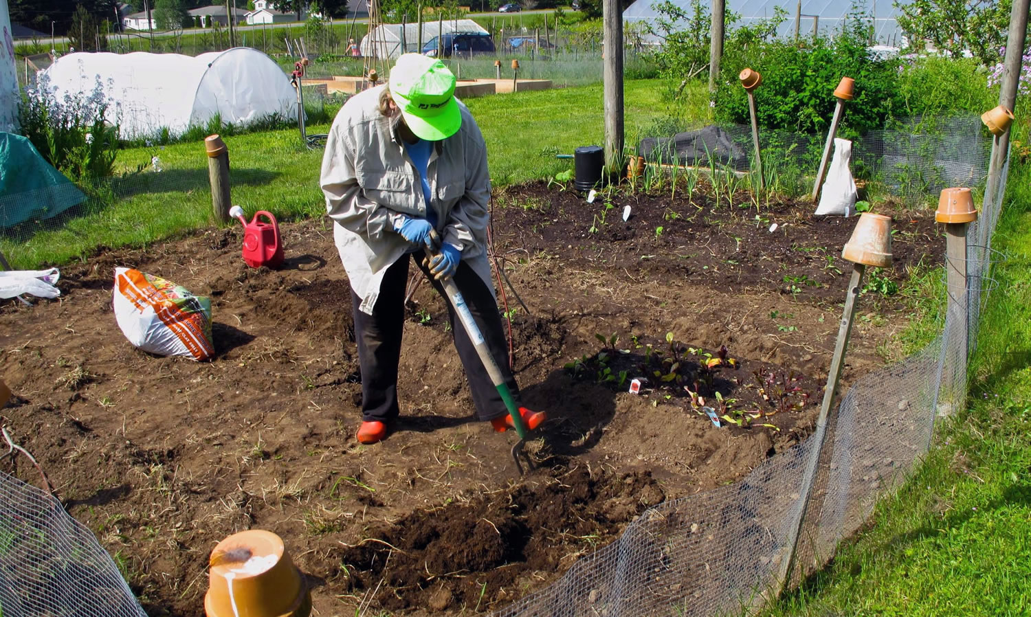 Associated Press files
A gardener prepares the soil for planting last spring in her designated plot at the South Whidbey Demonstration and Community Garden near Langley. She added fertilizer and some other soil amendments before putting cool-season vegetables into the ground.