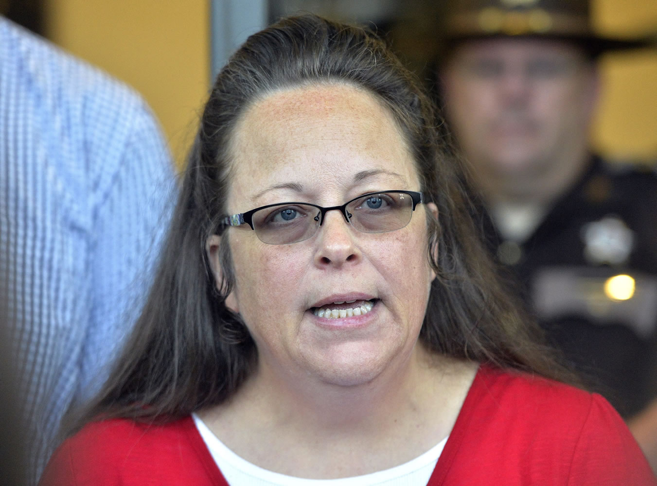Rowan County Clerk Kim Davis says she met briefly with the pope during his historic visit to the United States. Vatican officials did not respond to an email asking for comment early Wednesday. (AP Photo/Timothy D.