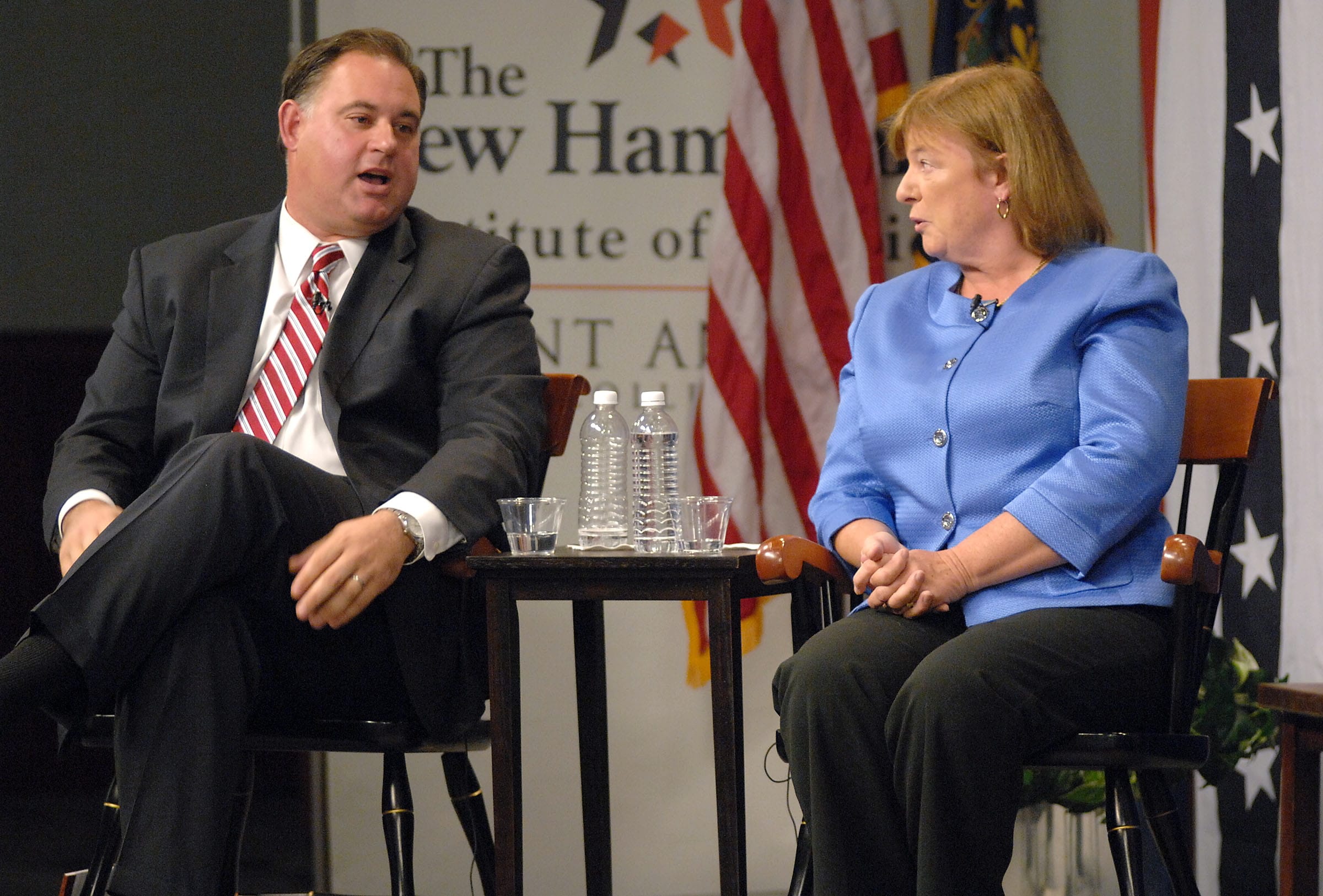 Then incumbent Rep. Frank Guinta, R-N.H., and then Democratic challenger Carol Shea-Porter as they debate during the 1st Congressional District forum at St.