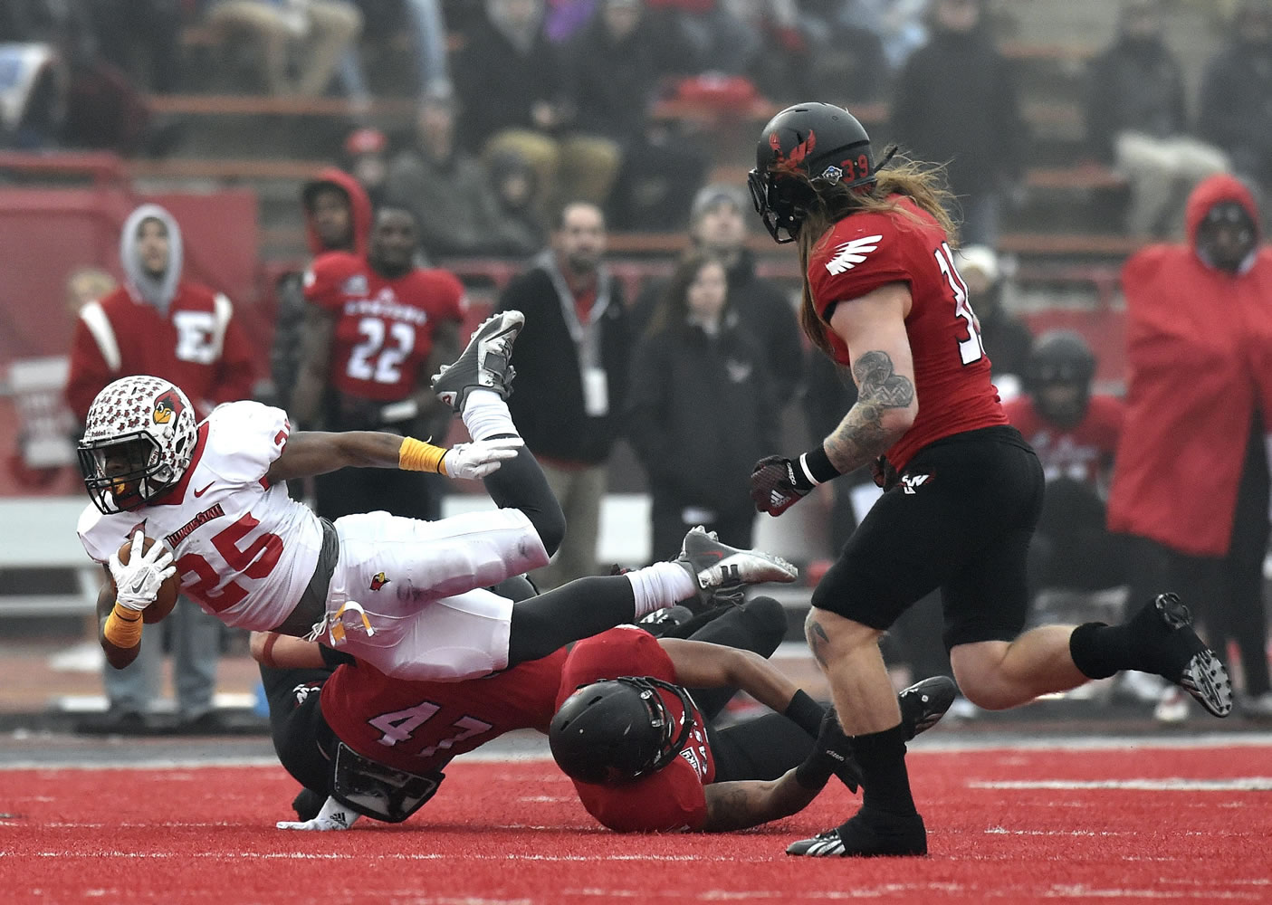 Illinois State running back Marshaun Coprich (35) runs the ball against Eastern Washington during the first half of an FCS quarterfinal game Saturday at Roos Field in Cheney.