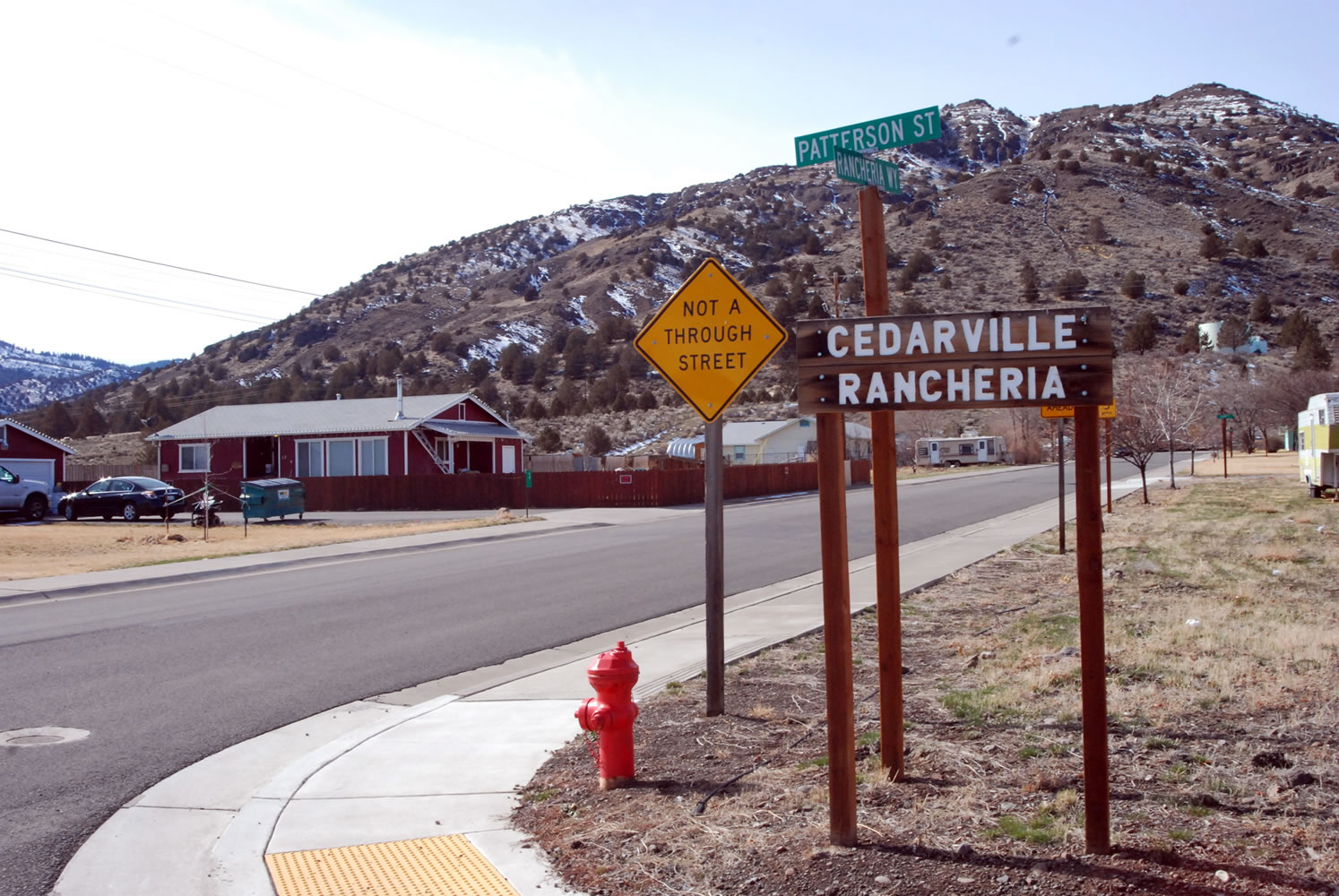 The entrance to the Cedarville Rancheria, in Cedarville, Calif.