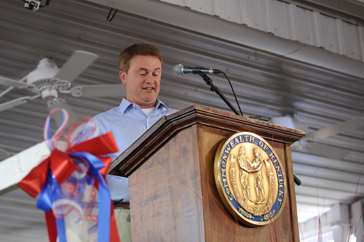 Associated Press files
Kentucky Commissioner of Agriculture James Comer speaks during the 133rd annual Fancy Farm picnic Aug. 3 in Fancy Farm, Ky. Kentucky's Agriculture Department has filed a lawsuit seeking the release of imported hemp seeds being held by federal officials.
