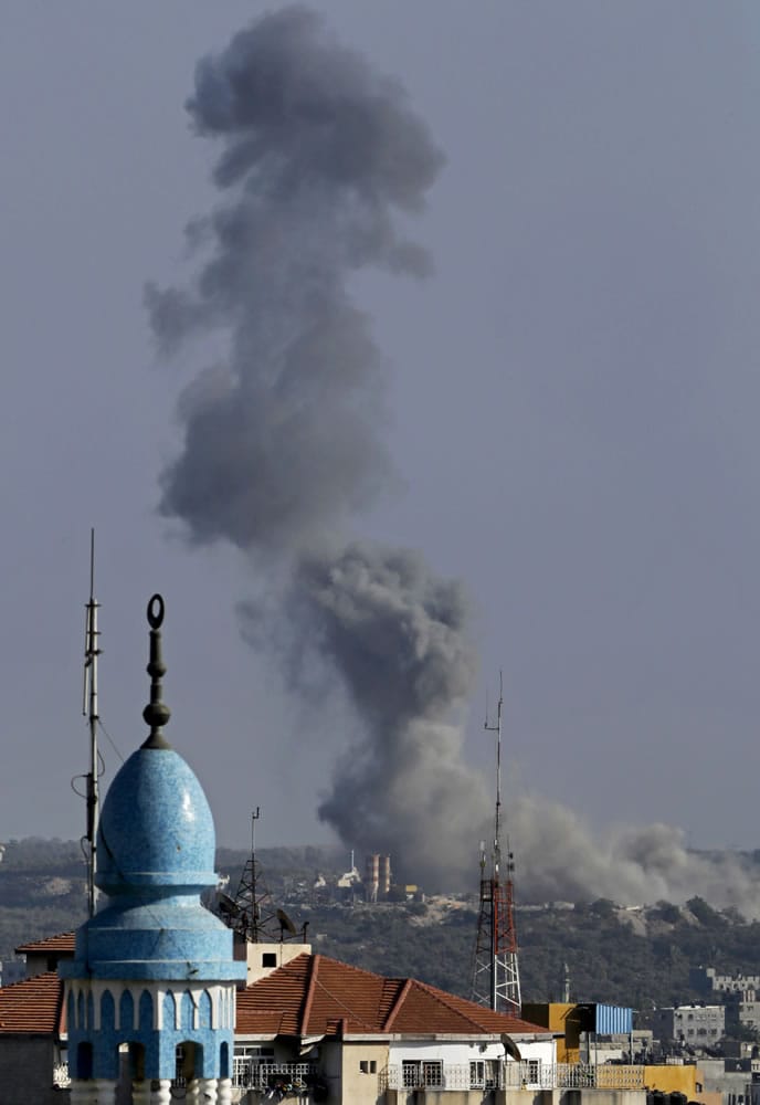 Smoke rises after an Israeli strike hit Gaza City in the northern Gaza Strip on Tuesday.