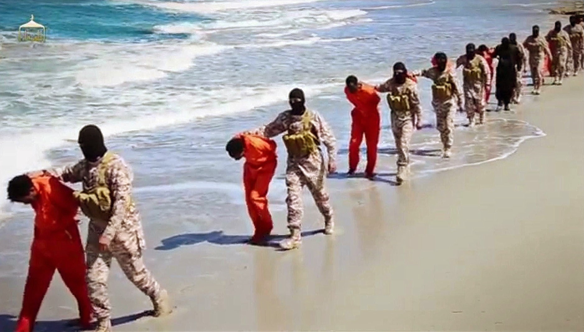 Militant video
Captured Ethiopian Christians were taken to a beach before being killed by Islamic State militants in Libya.