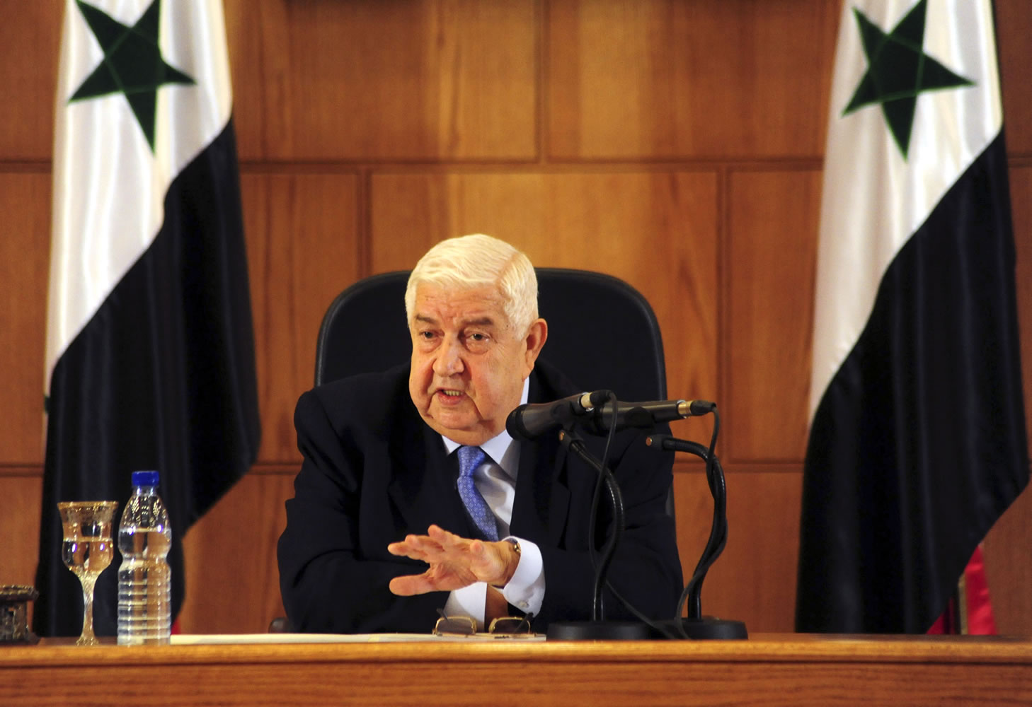 SANA
Syrian Foreign Minister Walid al-Moallem on Monday warned the U.S. not to conduct airstrikes inside Syria against the Islamic State group without Damascus' consent.