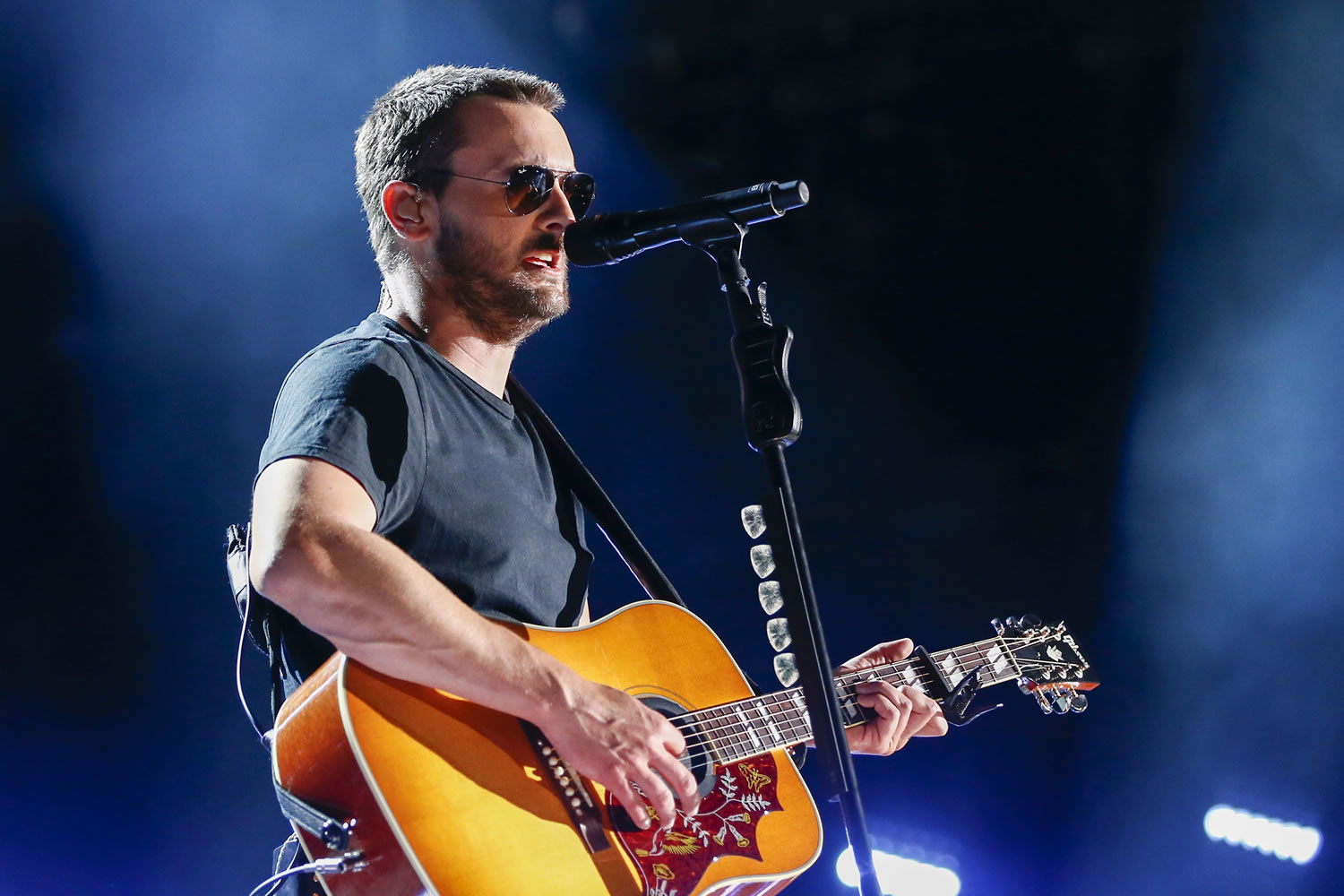 Eric Church, pictured, and Little Big Town are tied  with five nominations each at this year's Country Music Association Awards.