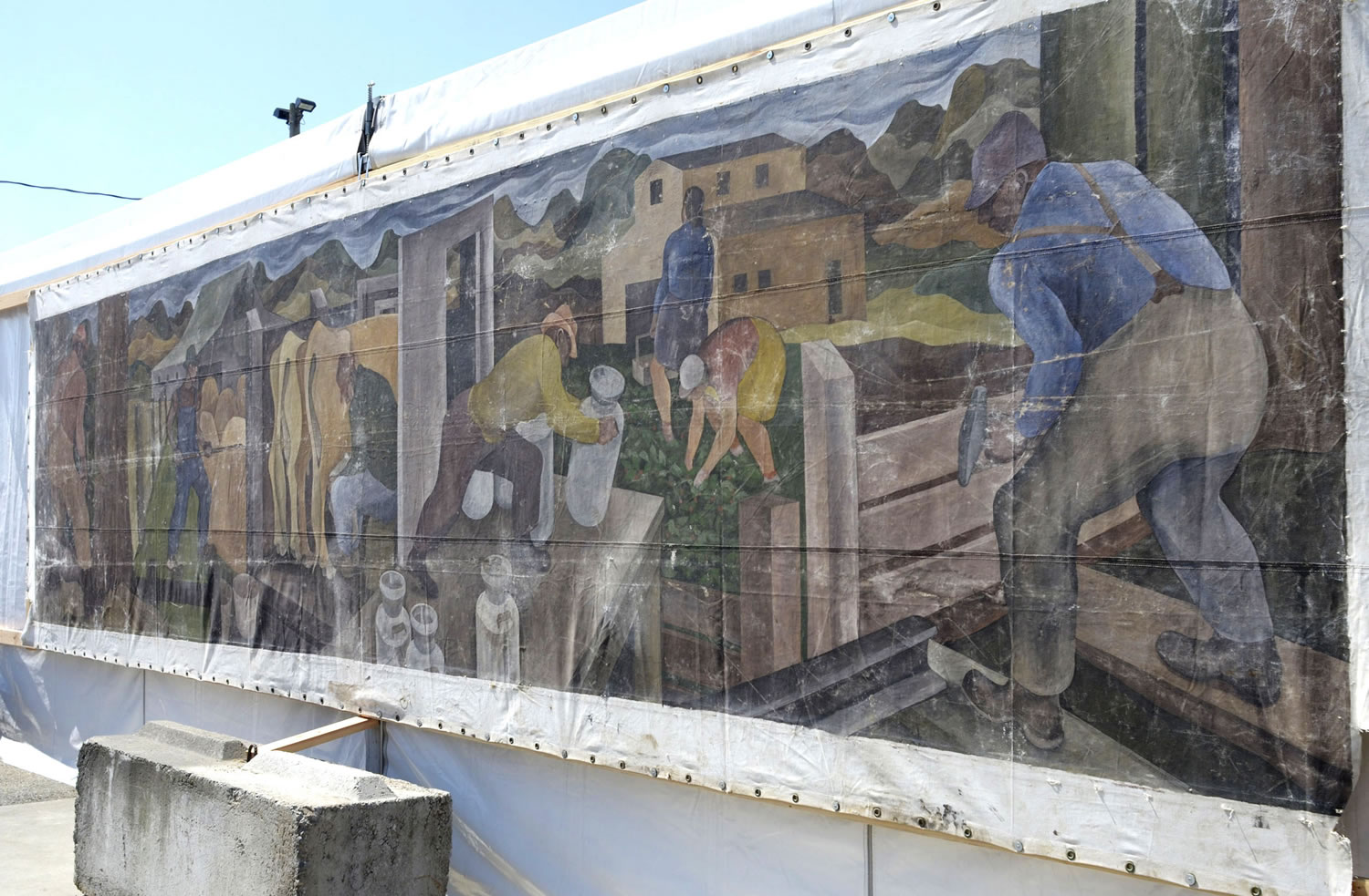 A mural is displayed Aug. 8 at the Skagit County Fair in Mount Vernon. A Seattle art dealer confirmed on Aug.