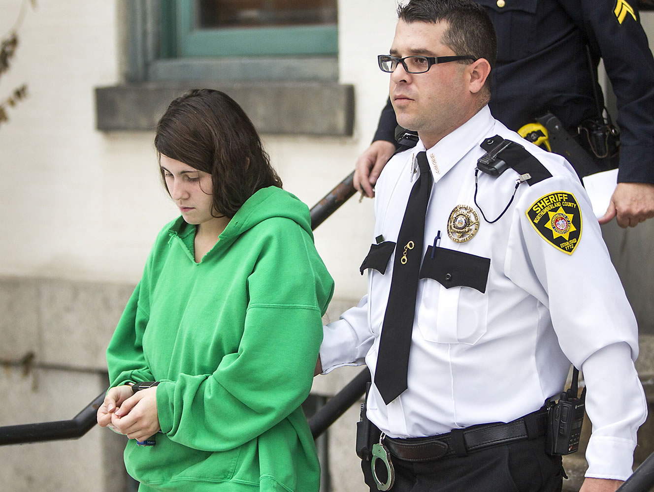 Miranda Barbour is led out of the courthouse after her preliminary hearing in Sunbury, Pa., in December.