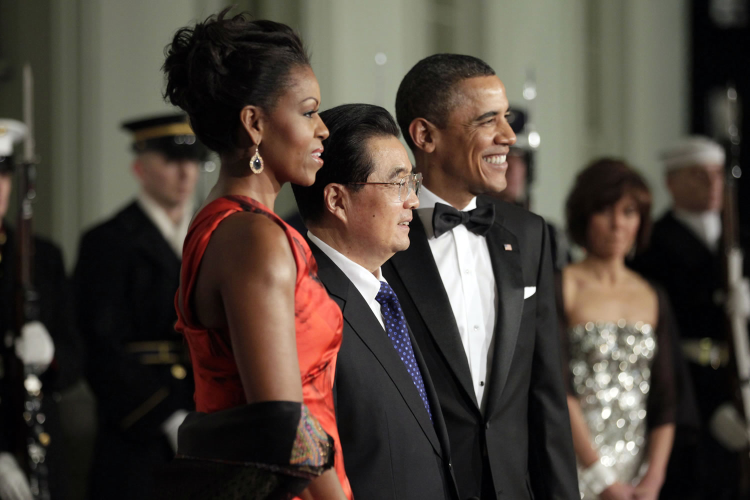 President Barack Obama and first lady Michelle Obama in 2011 welcome China's President Hu Jintao to the North Portico of the White House in Washington for a State Dinner. China will get its second state dinner under President Barack Obama when its leader, Xi Jinping, arrives at the White House on Friday. That leaves an entity viewed all over the world as the ultimate in entertaining perfection grappling with a basic question: How to make this dinner better than the last one? A state dinner is the glitzy end to a state visit, a high honor usually reserved for long-standing and close U.S. allies. That makes the double honor especially unique for China, as the two nations continue to differ on several issues including human rights and cyber security.