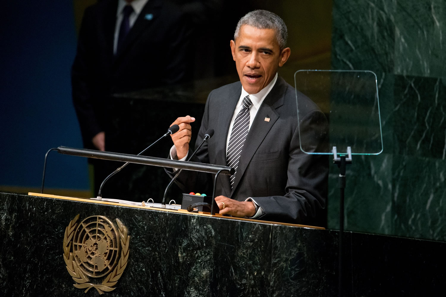 President Barack Obama speaks Sunday at the United Nations Sustainable Development Summit at the United Nations headquarters. The global meeting is focused on fixing some of the world&#039;s greatest problems through a 15-year road map.