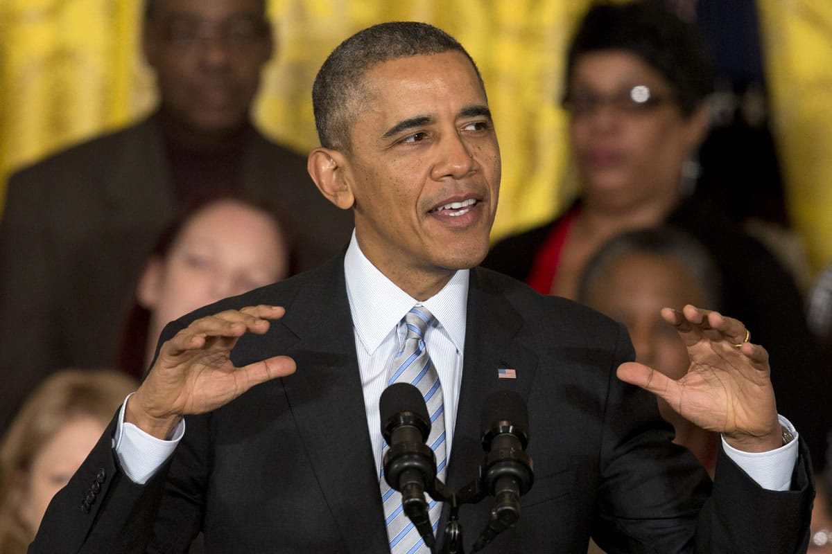 President Barack Obama speaks in the East Room of the White House in Washington.