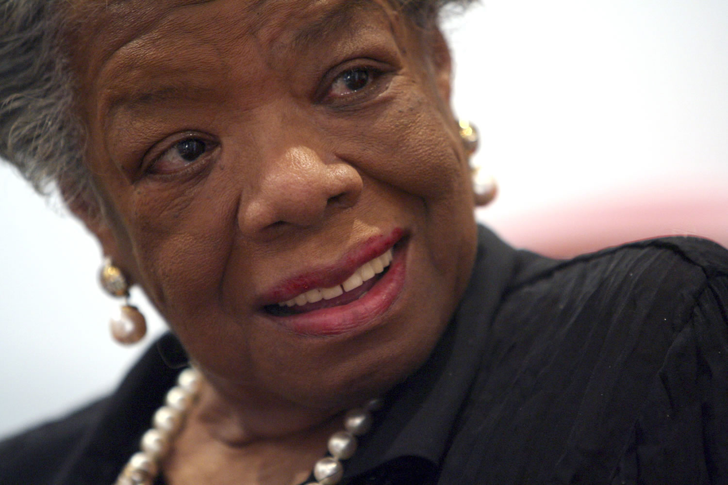 American poet and novelist Maya Angelou smiles during an interview with The Associated Press in New York in 2008. Angelou has died, Wake Forest University said Wednesday.