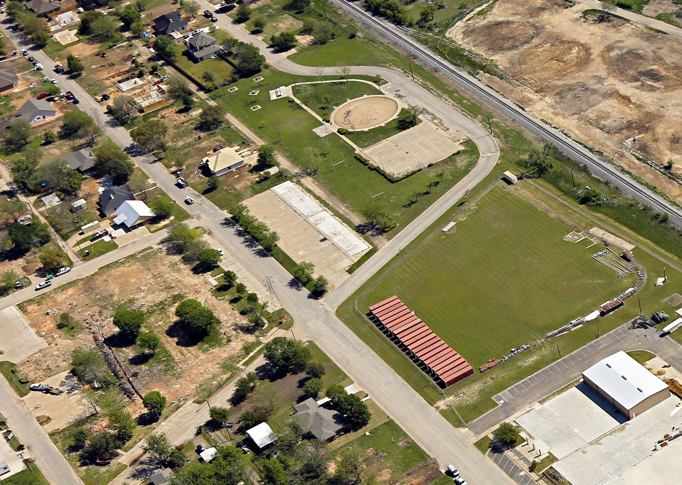 An overall view on April 15 of the area affected by the West, Texas, Fertilizer Company explosion one year earlier.