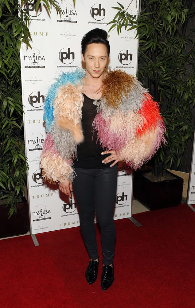 Johnny Weir arrives at the Miss USA 2010 pageant in Las Vegas.