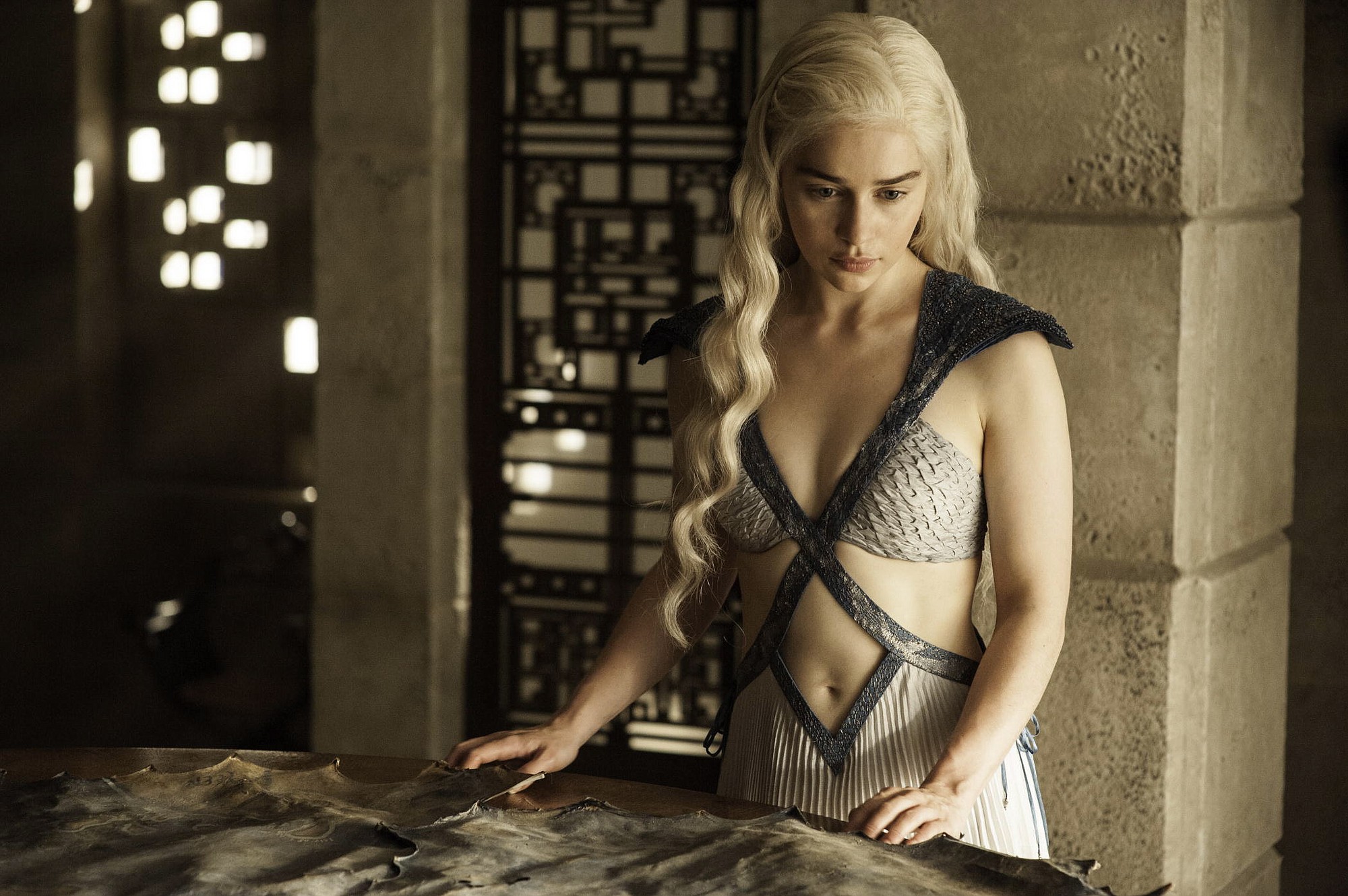 Daenerys Targaryen, portrayed by Emilia Clarke, appears in a scene from season four of &quot;Game of Thrones.&quot; Northern Illinois University is offering a course this semester on the HBO series &quot;Game of Thrones,&quot; now in its fifth season.
