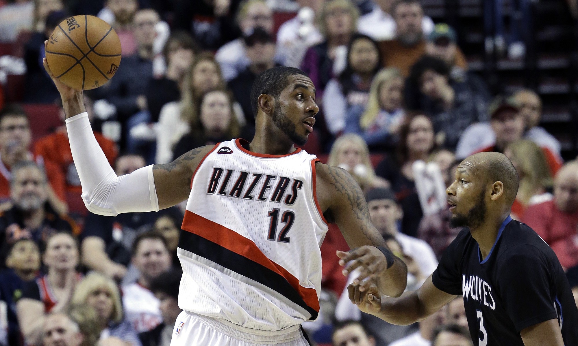 LaMarcus Aldridge (12) is one of only three Blazers who are certain to start Game 1 of the series vs.