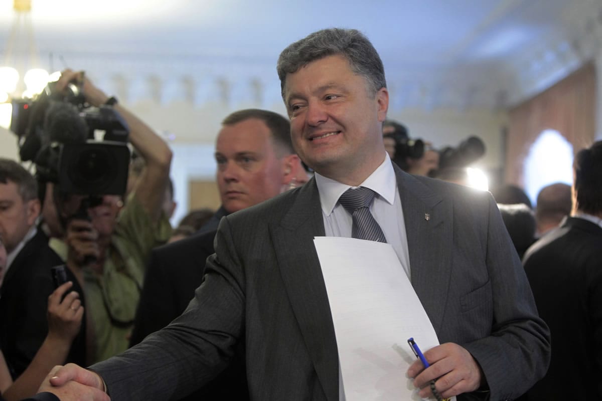 Ukrainian presidential candidate Petro Poroshenko casts his ballot Sunday at a polling station during the presidential election in Kiev, Ukraine.