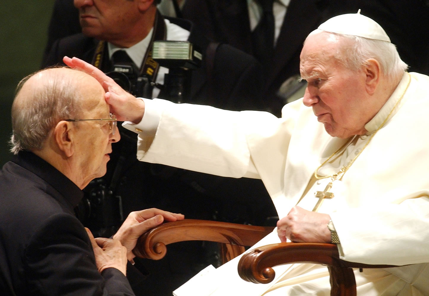 Pope John Paul II gives his blessing Nov. 30, 2004 to the Rev. Marcial Maciel, founder of the Legion of Christ.