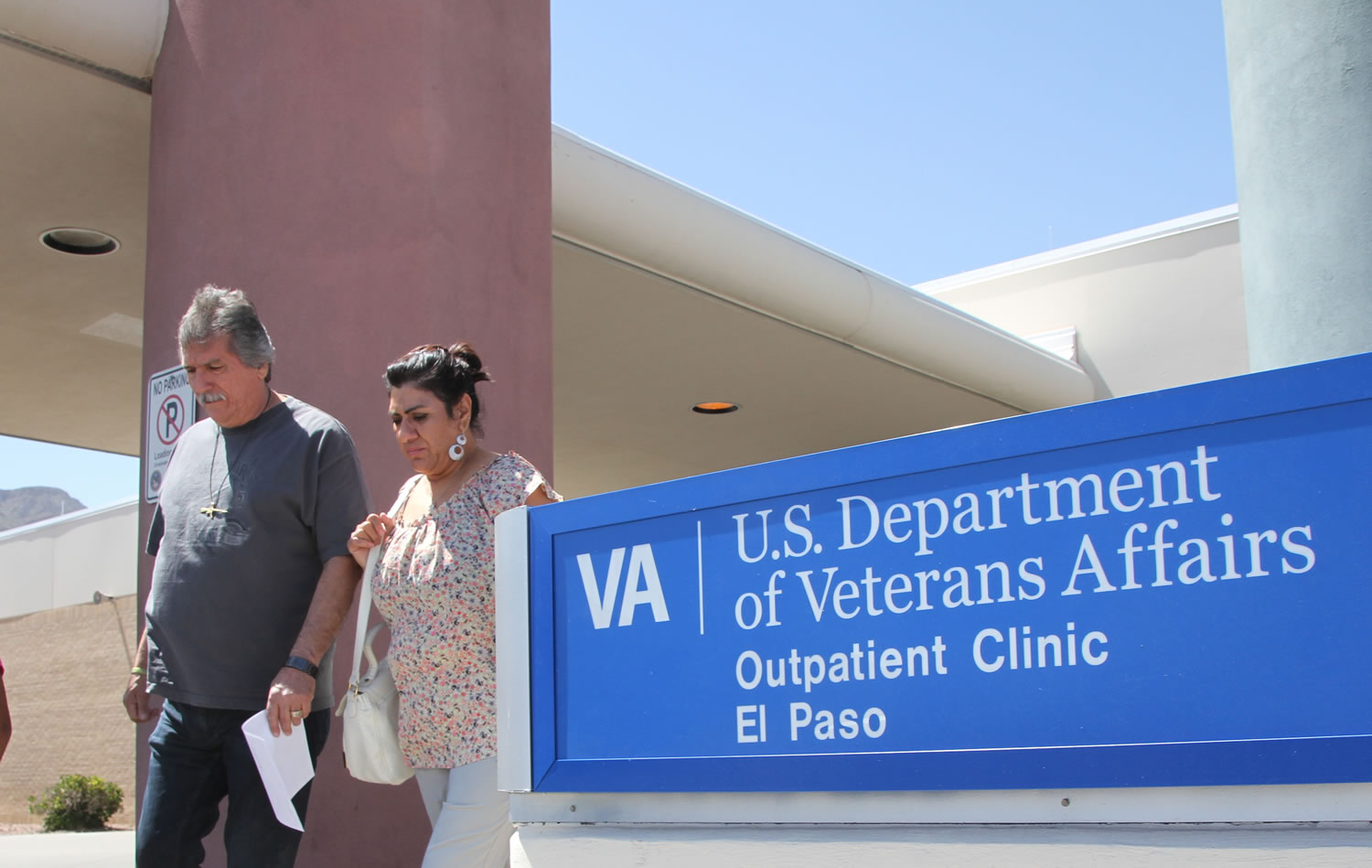 David and Marianne Trujillo exit the Vetaran Affairs facility in El Paso, Texas. Some Veterans Affairs facilities in Texas have among the longest wait-times in the nation for those trying to see a doctor for the first time, according to federal data. It's not just veterans who sometimes have to wait for health care.