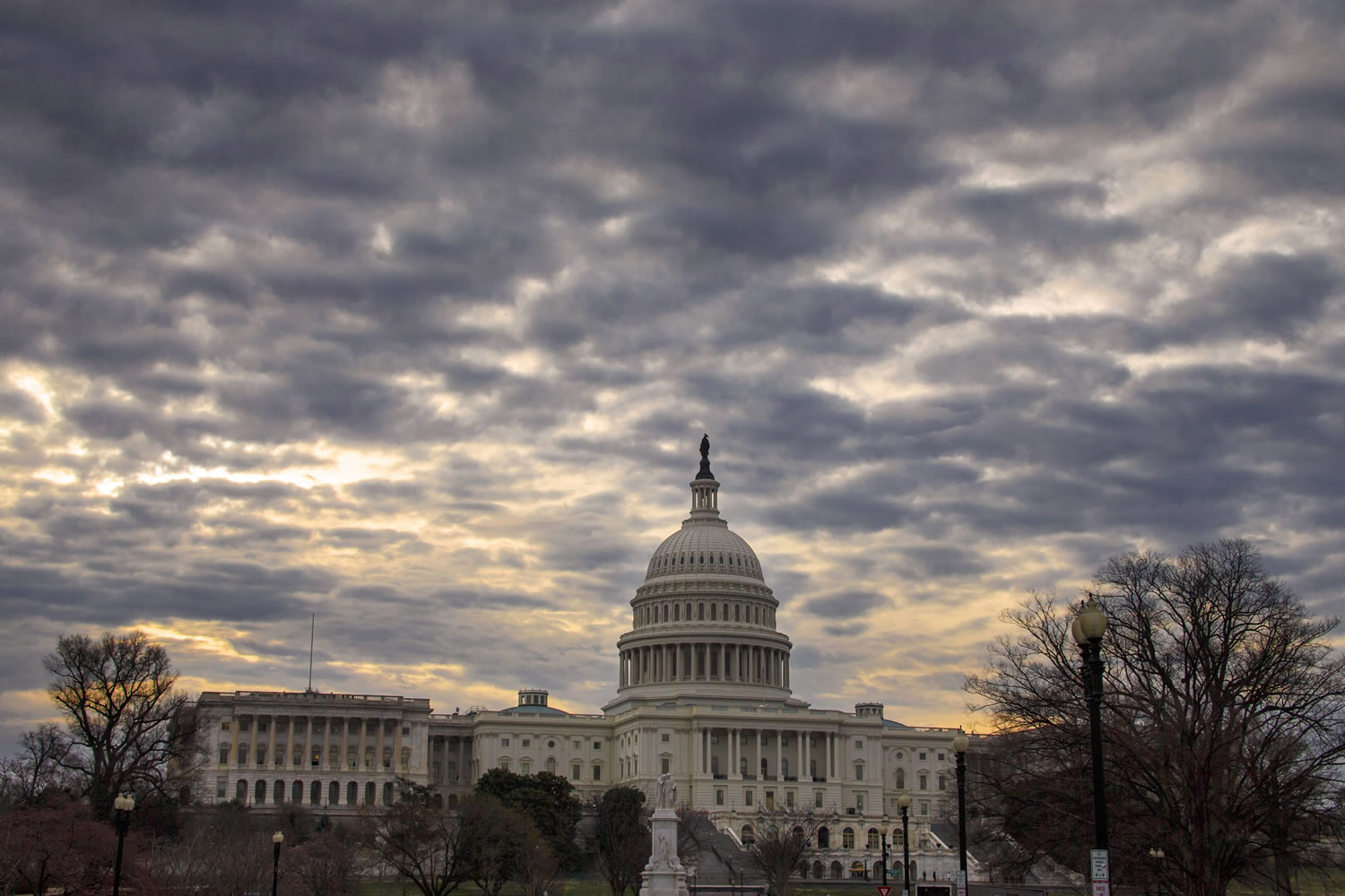 Clouds hang over the Capitol in Washington.