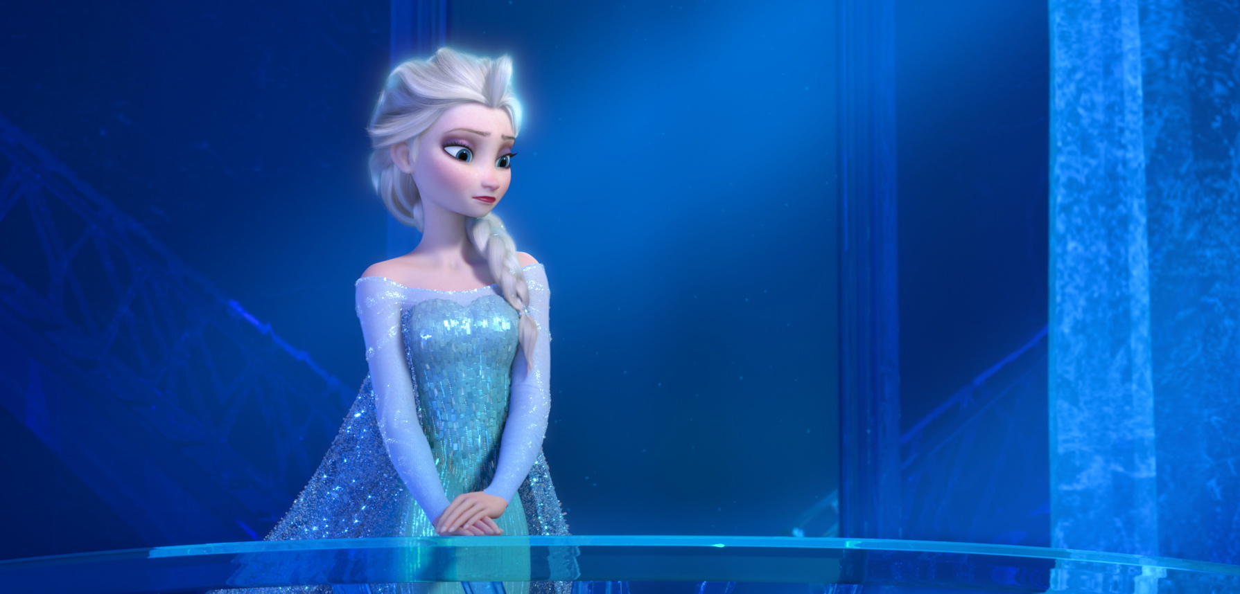 A teenage Elsa the Snow Queen, voiced by Idina Menzel, in a scene from the animated feature &quot;Frozen.&quot;
Disney