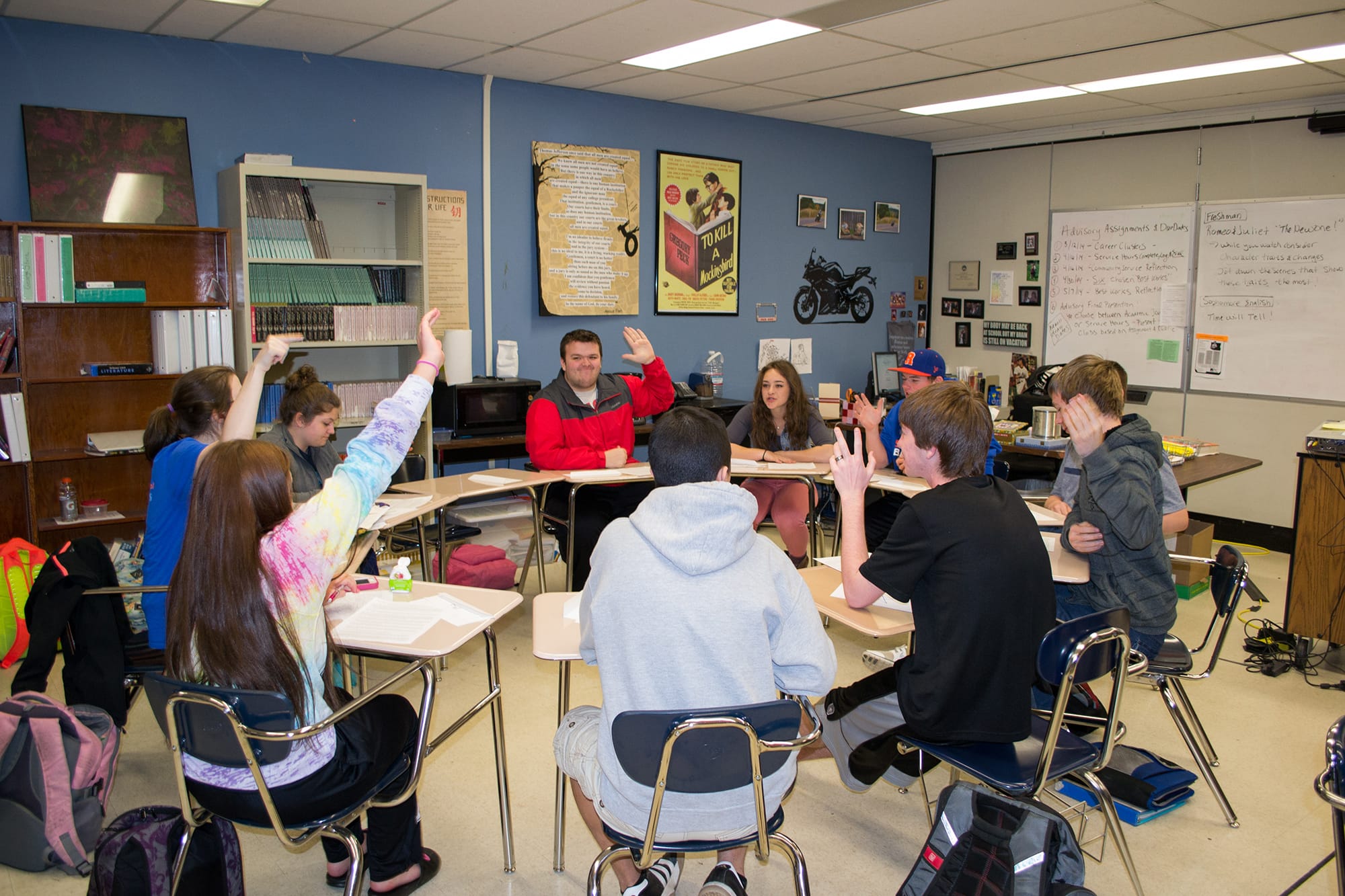 Ridgefield: Students in Jill Uhacz's language arts class choose who would be kicked out of a hypothetical bomb shelter during a recent lesson on perceptions of right and wrong.