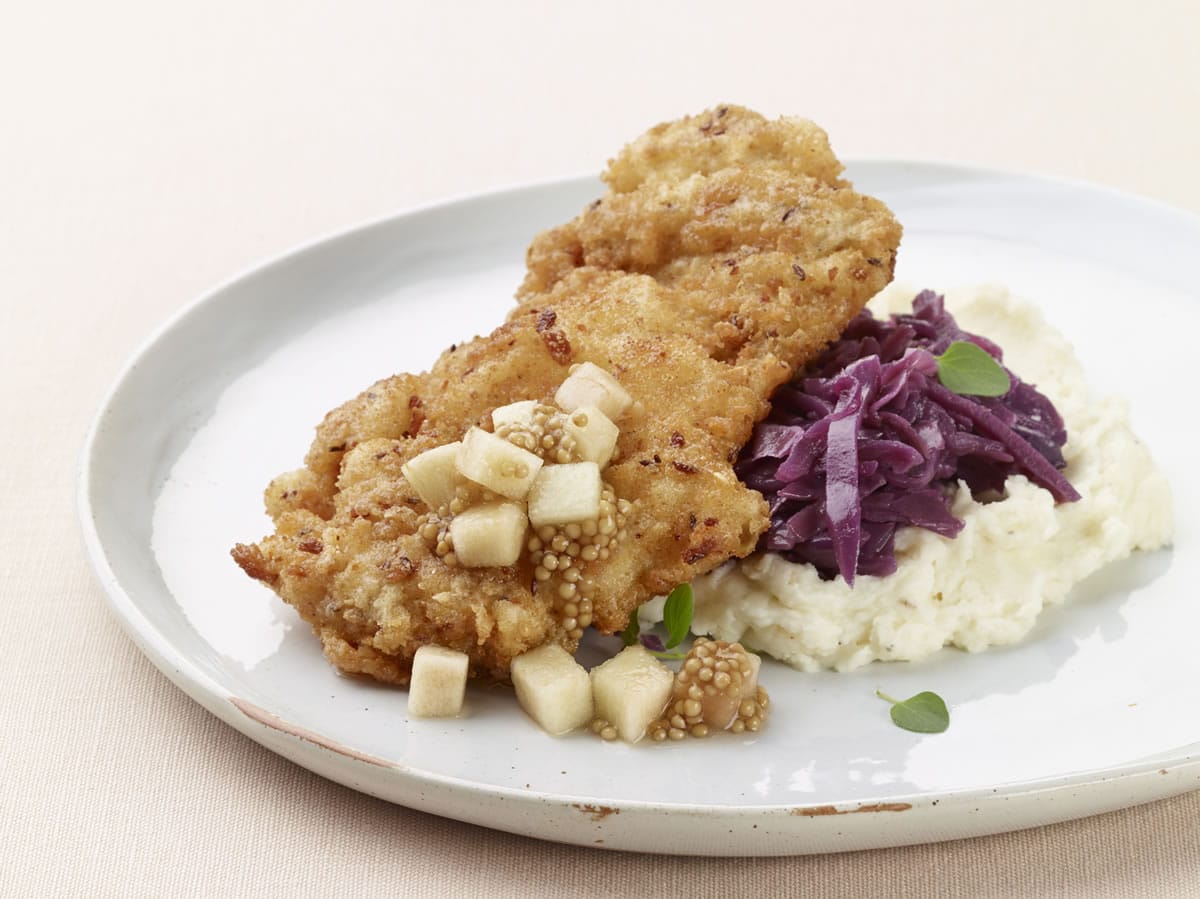 Renee Comet/The Washington Post
Chicken Schnitzel With Braised Red Cabbage.
