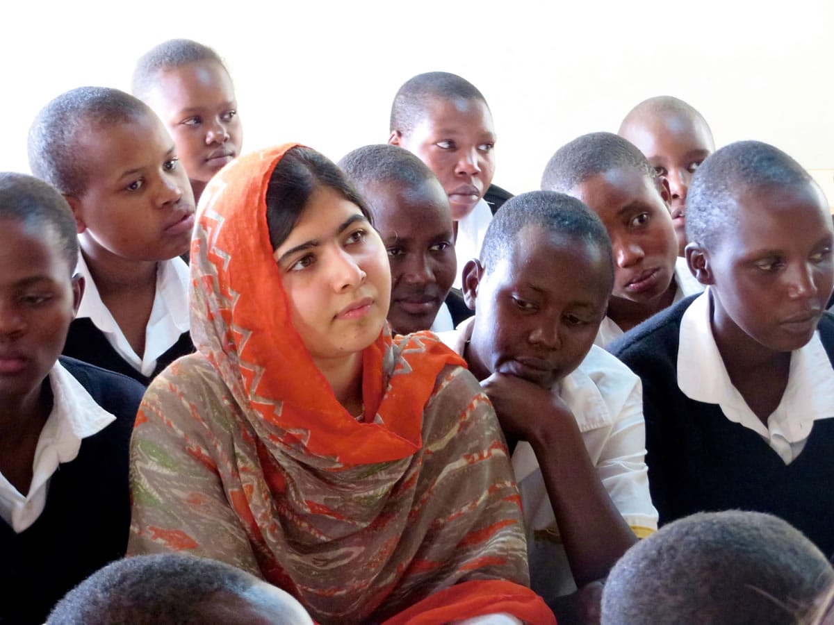 Malala Yousafzai at the Kisaruni Girls School on May 26, 2014, in Massai Mara, Kenya.
