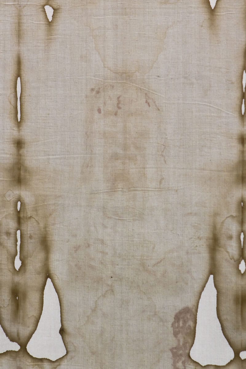 Detail of the face on the Shroud of Turin.