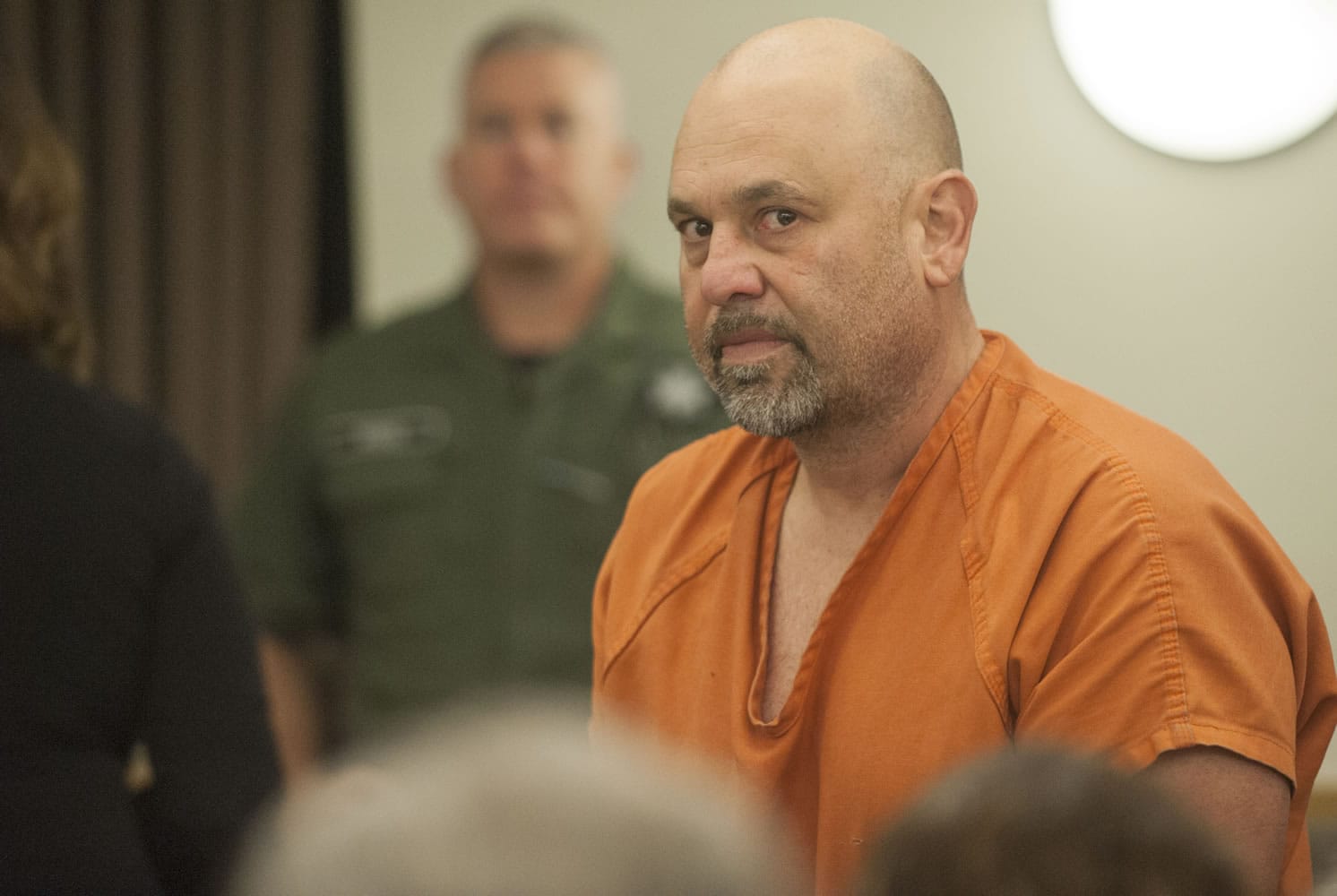 Michael A. Conley, 49, makes a first appearance Monday in Clark County Superior Court in connection with a stabbing Thursday night. A man was dropped off at a hospital with life-threatening stab wounds.