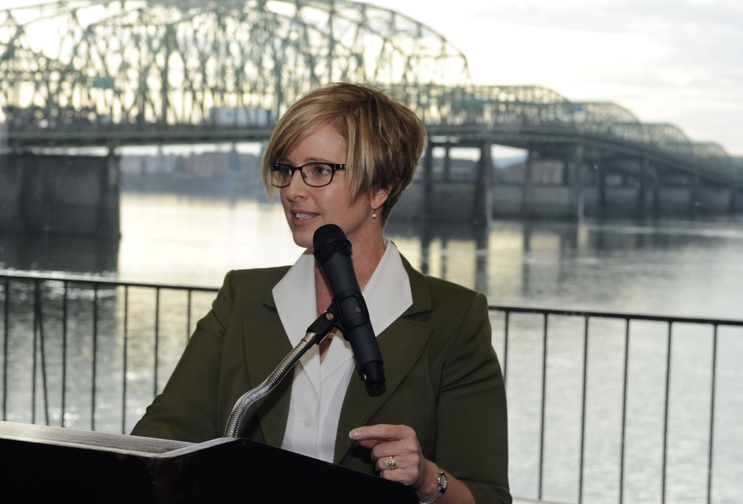 State Sen. Annette Cleveland, D-Vancouver, announces a package of bills Friday at the Red Lion Hotel Vancouver at the Quay.