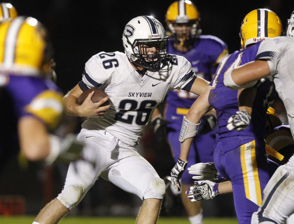 Skyview running back Blake Ingram (26) said the Storm&#039;s victory over non-league rival Columbia River was redemption for the previous week&#039;s loss to Mountain View.