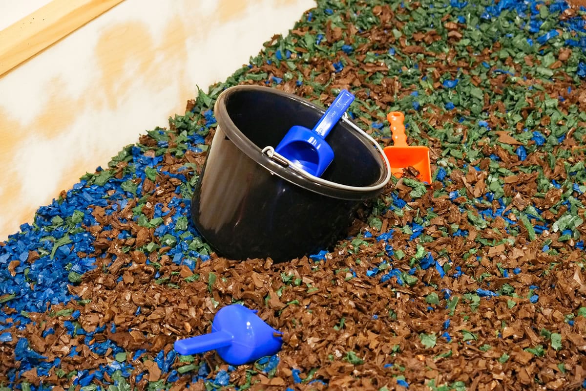 &quot;Groundwork&quot; is the Portland Children's Museum's newest exhibit, featuring a playground of rubber mulch and plenty of shovels.