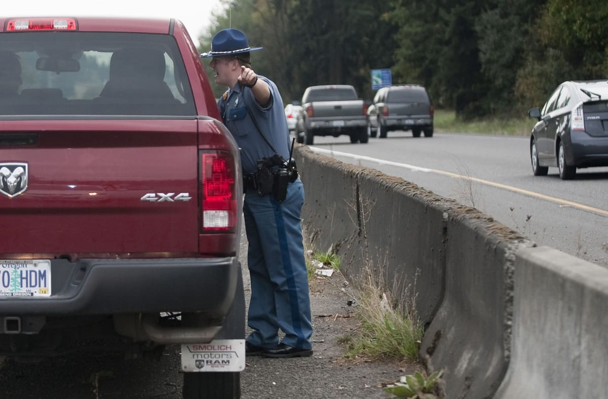 Trooper Brandon Kesler and other WSP troopers are working to increase enforcement for the &quot;move over law,&quot; which requires motorists to move to the left when any emergency vehicle is parked on the shoulder.