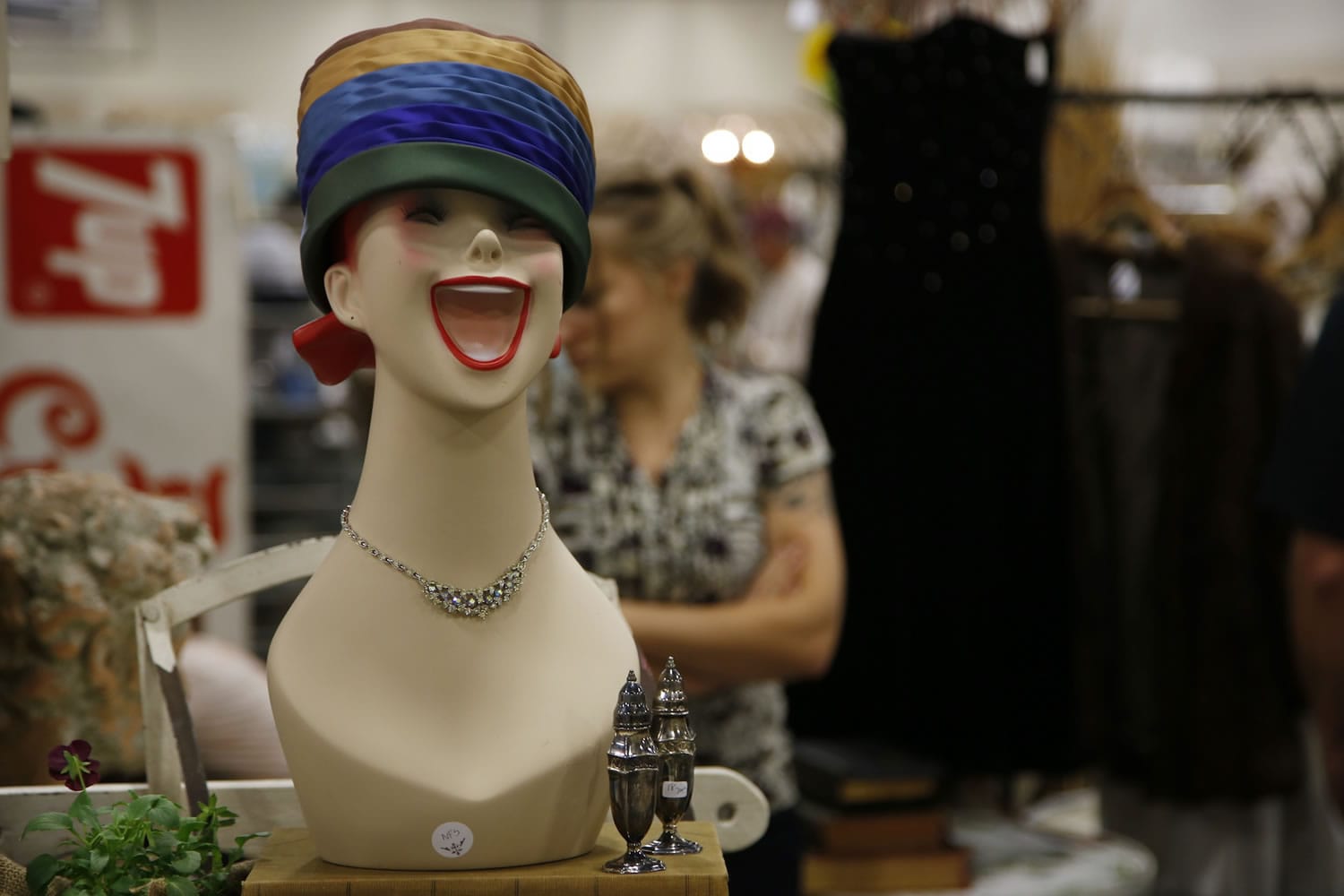 A vintage hat, rhinestone necklace and silver salt-and-pepper shaker set were among the thousands of items for sale this weekend at the Junk Bonanza.