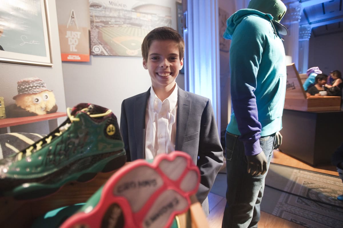 John Charles of Hockinson, 11, unveiled the Doernbecher Freestyle collection he designed Friday at the Portland Art Museum. The Doernbecher Freestyle program, a partnership between Doernbecher Children&#039;s Hospital and Nike, chooses a handful of kids each year to design collections, to be sold beginning Nov. 21 at nike.com and Nike Portland.