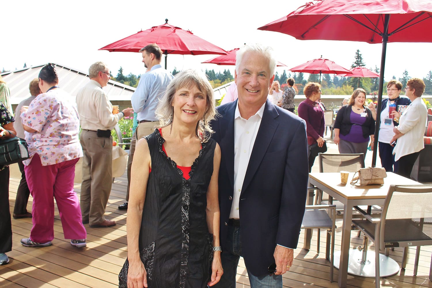North Garrison Heights: Robin and Joseph Kortum at the re-dedication ceremony for the Sarah Kortum Caregiver Garden, which they donated $100,000 to name it in honor of Joe?s mother.