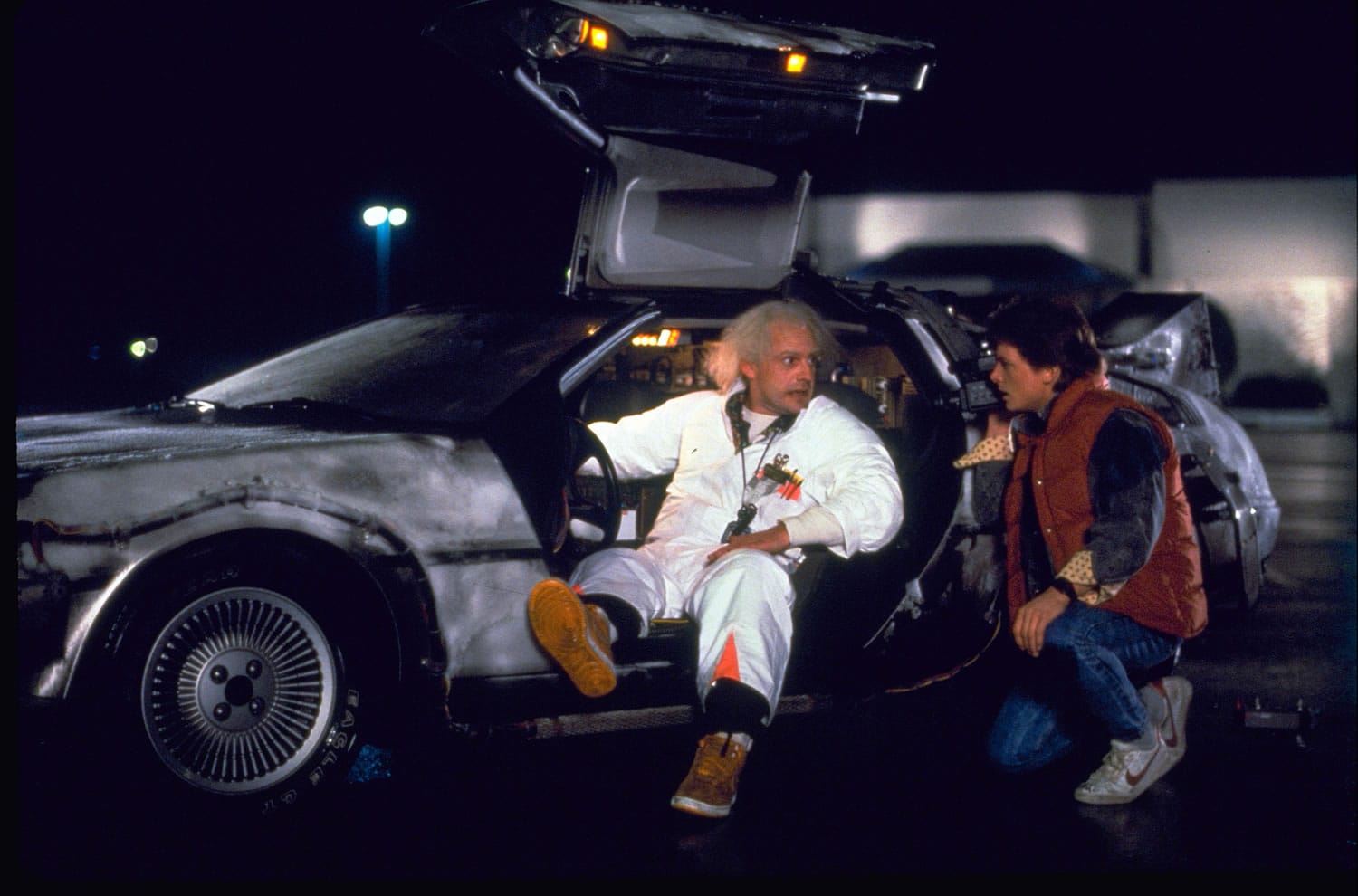 Christopher Lloyd, left, as Doc Brown, and Michael J. Fox as Marty McFly in the 1985 film, &quot;Back to the Future.&quot; Wednesday&#039;s so-called &quot;Back to the Future&quot; Day marks the date -- Oct. 21, 2015 -- that characters McFly, Brown and Jennifer Parker famously journeyed to the future in the film trilogy&#039;s second installment in 1989.